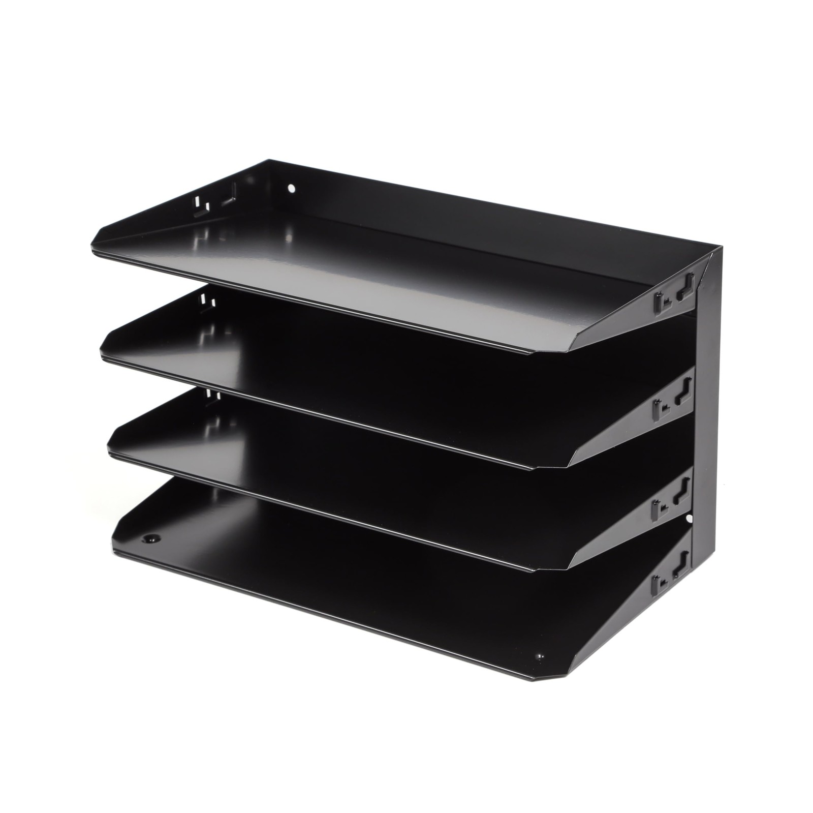 Black Desk Organizer Sorter with Four Slots for Papers Folders and Notes