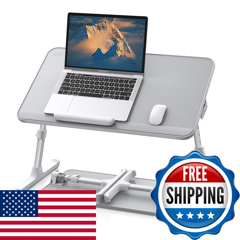 Saiji Leather Lap Desk Laptop Bed Tray Table Adjustable Laptop Stand For Bed