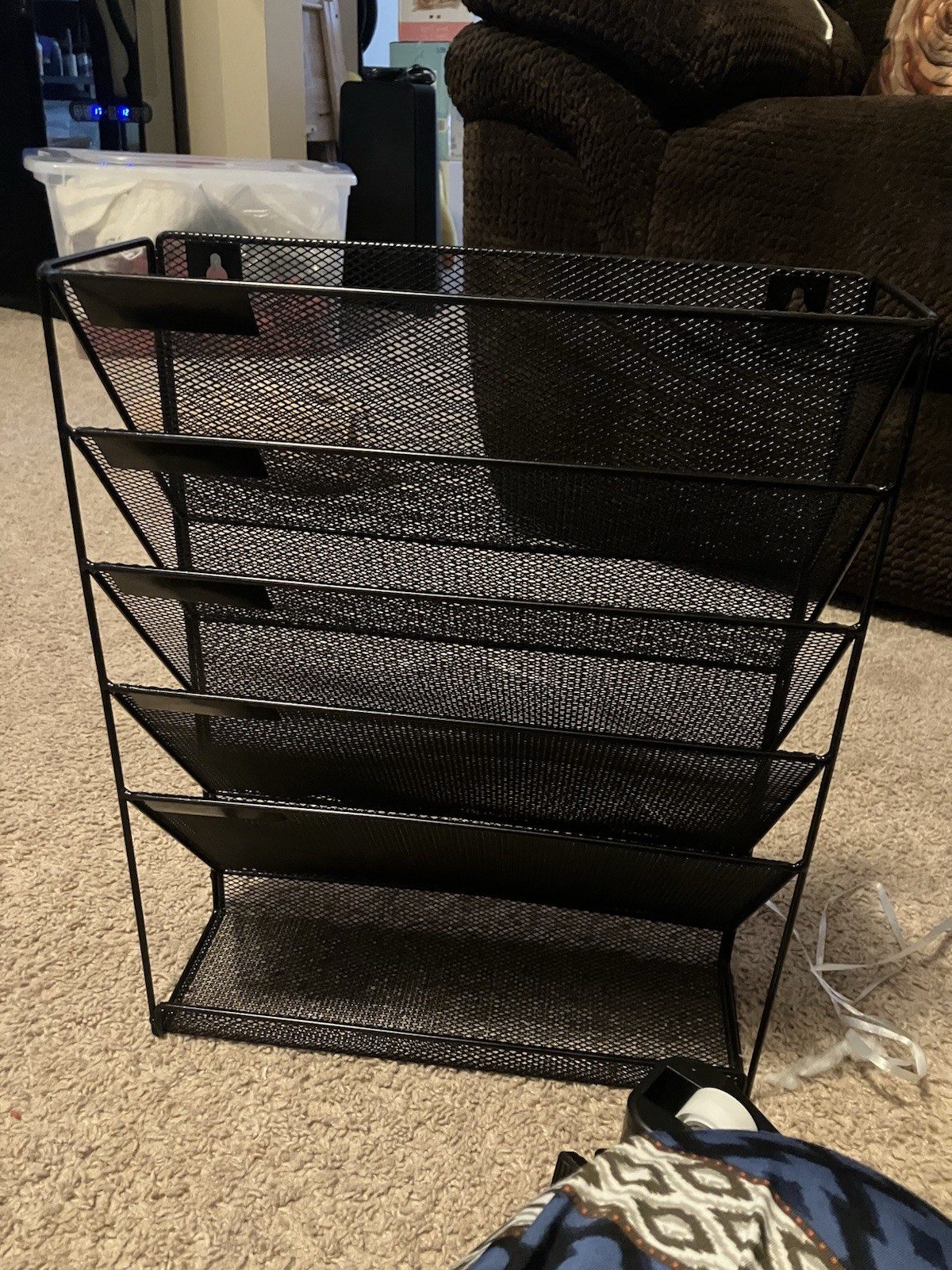 Office/School Supplies Lot: Black Metal Mesh File Sorter, Stapler, Tape, Bin