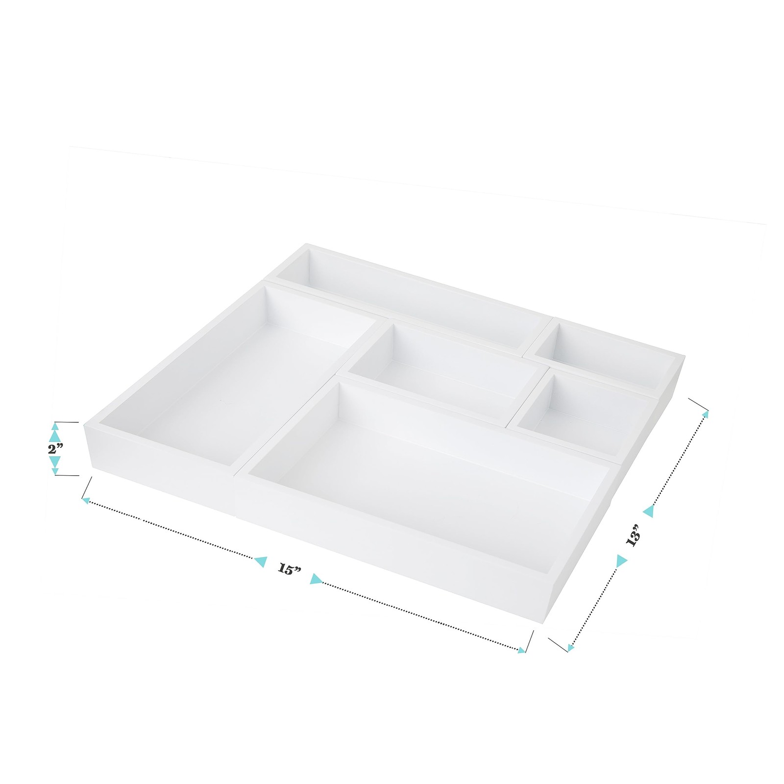 Martha Stewart Enzo Wooden Desk Drawer Organizer Set, Set of 1, White