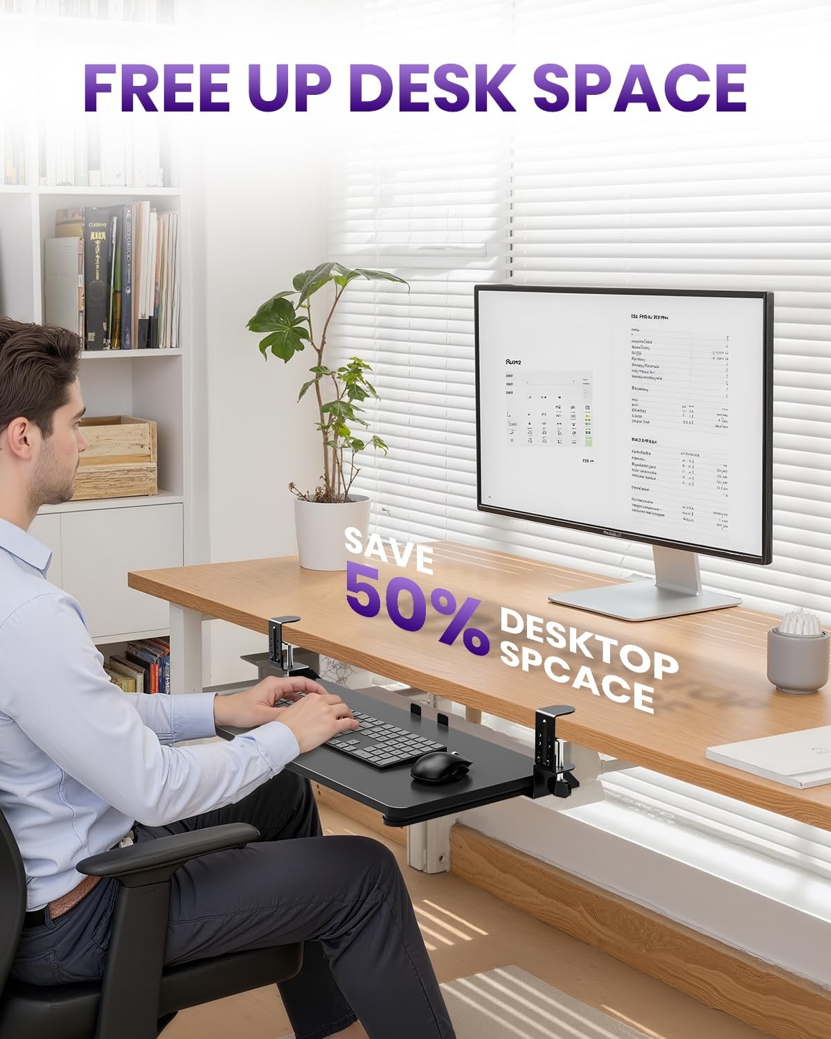 Zontera Ergonomic Mouse & Keyboard Tray Under Desk, Pull Out Small, Black