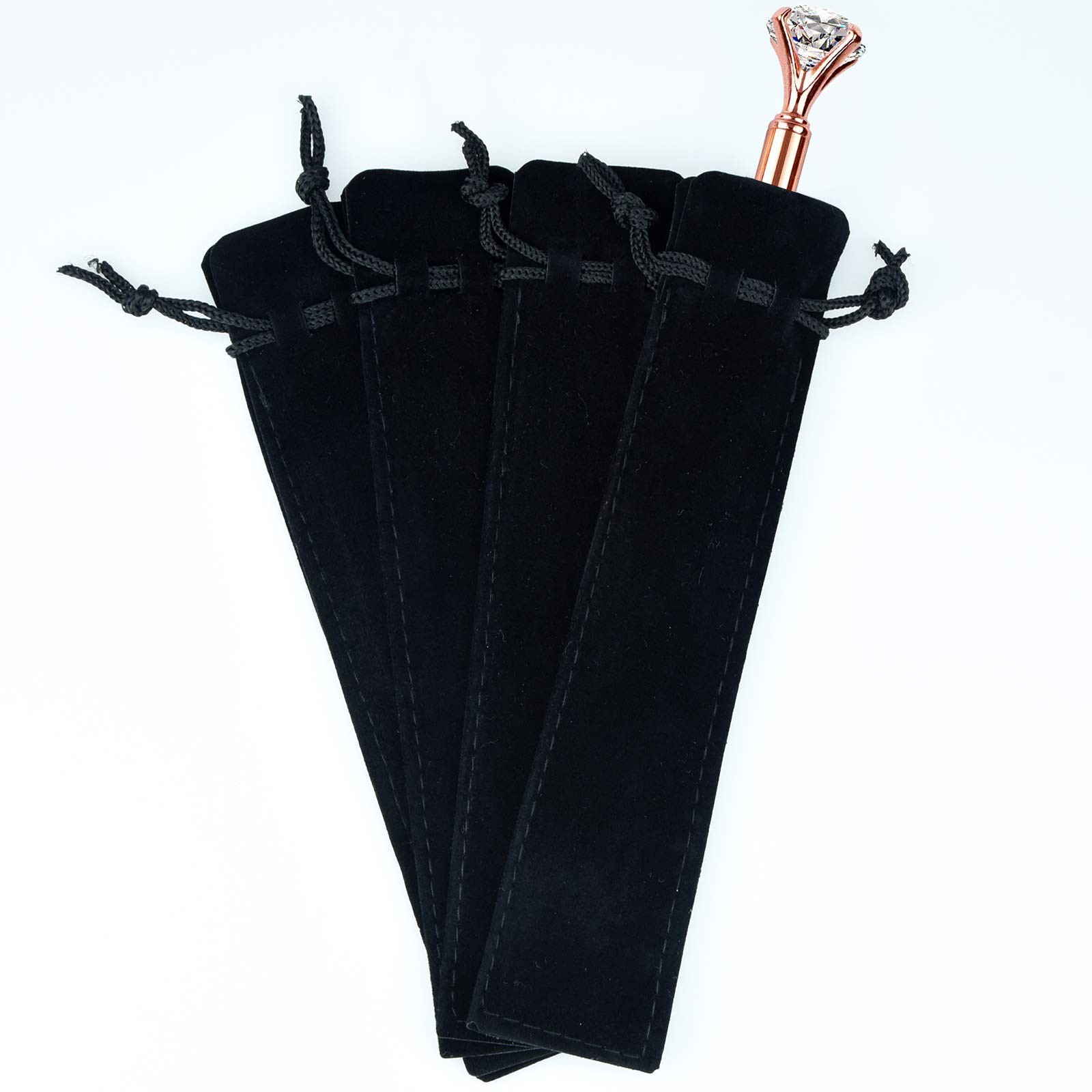 100Pcs Velvet Pen Pouch Drawstring Pen Bag Single Pen Sleeve for Business Office
