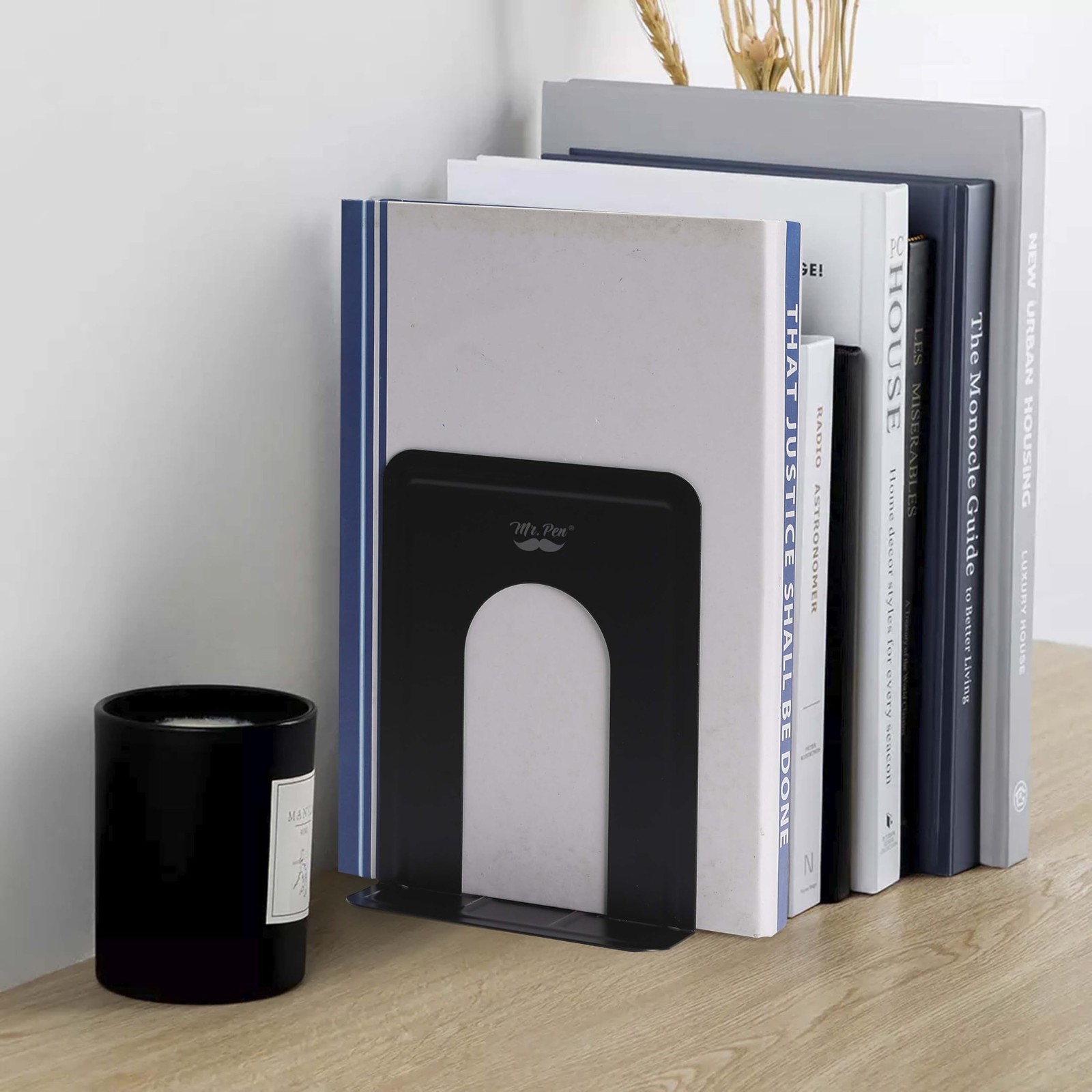 Mr. Pen- Book Ends, 8 Pack, Black, Heavy Duty Metal Bookends 8 Black