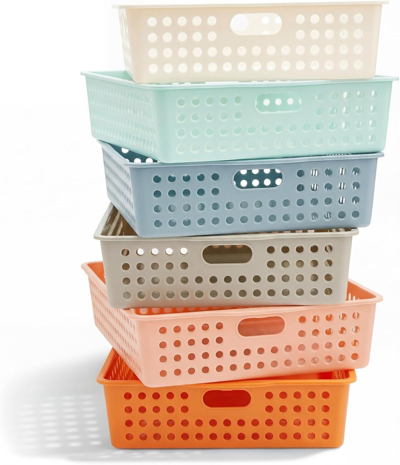 6 Pack Classroom Storage Baskets with Handle 14”X10” Paper Tray Holds A4 Turn