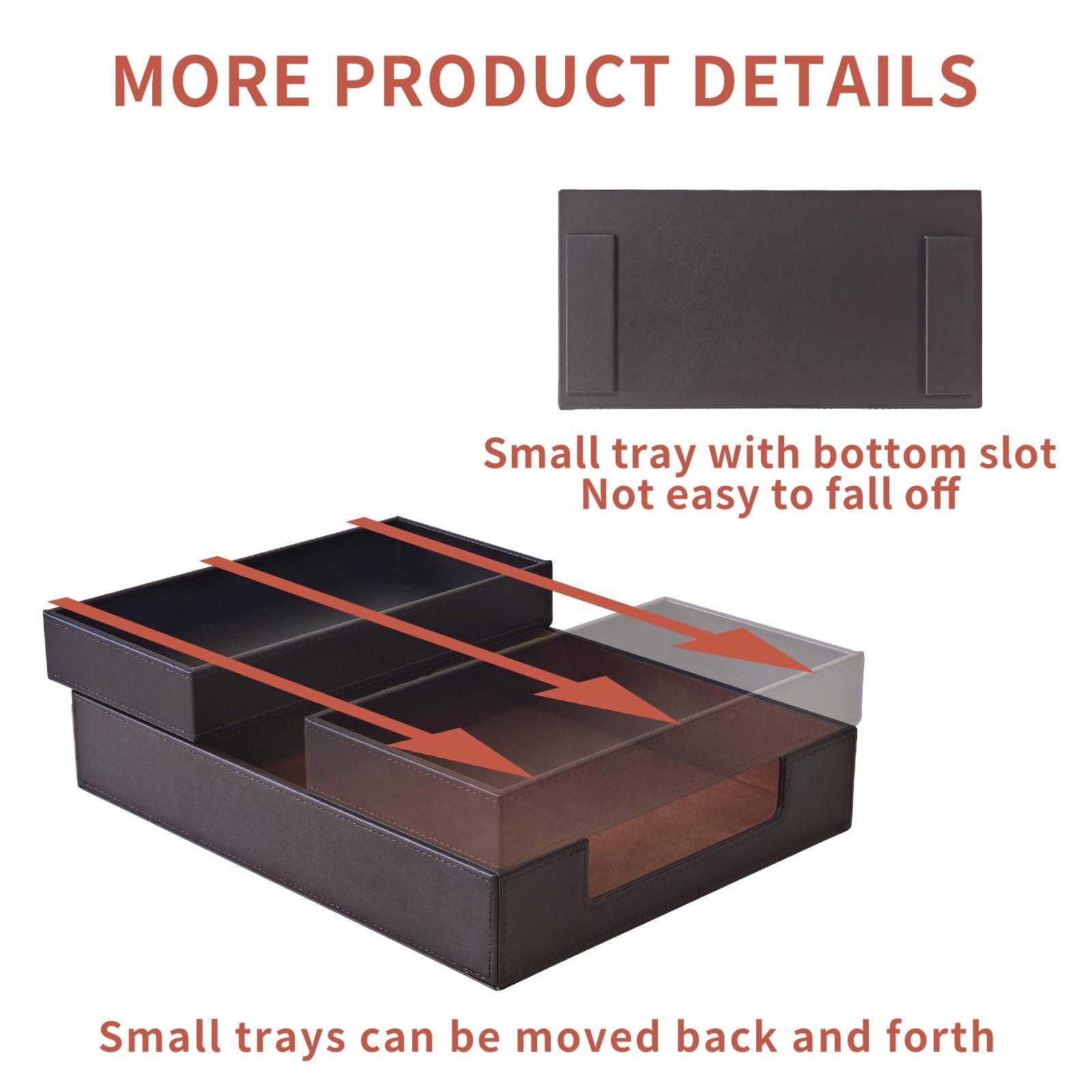 4 Pack Leather Office Supplies/Desk Organizer for Letter Paper Tray,Sticky No…