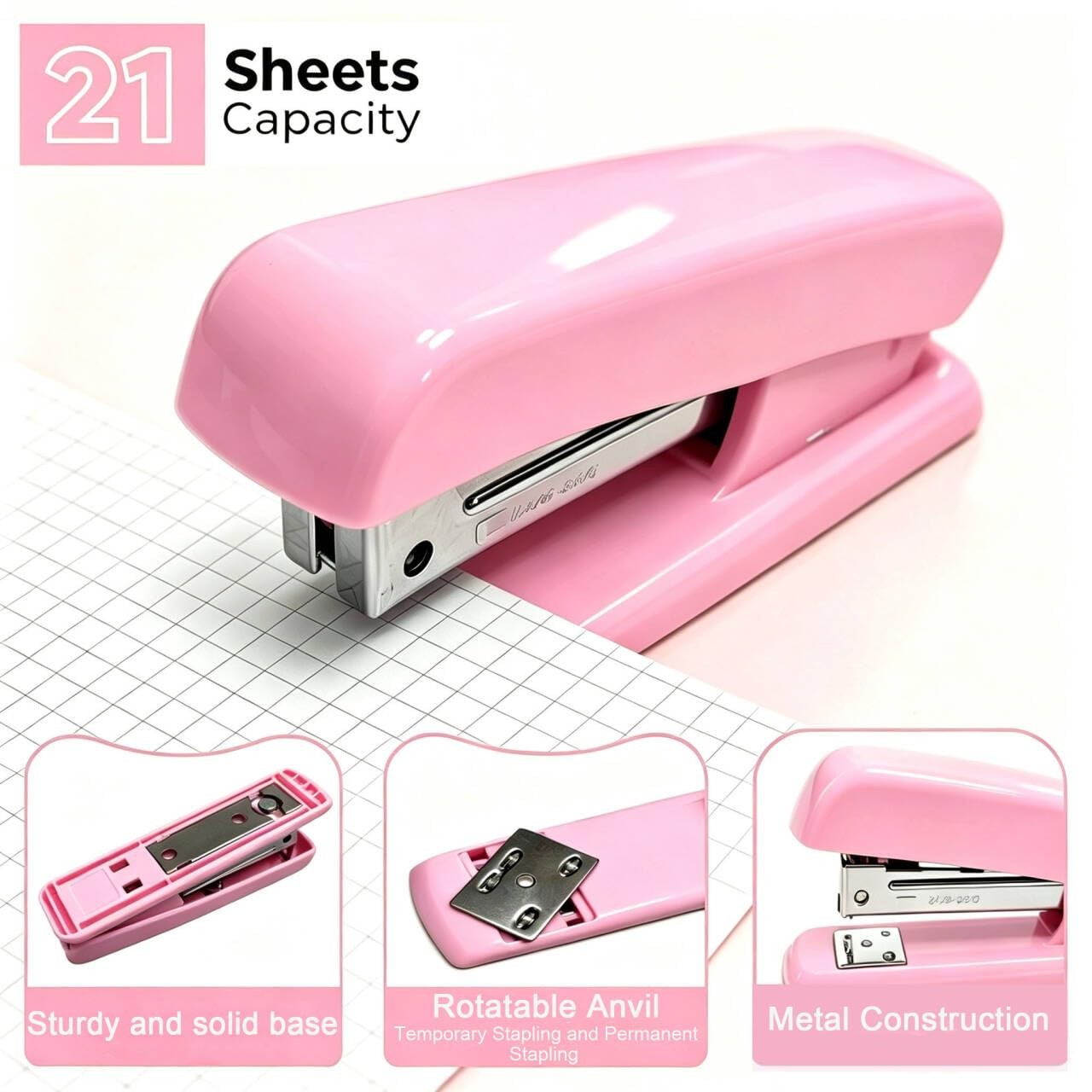 Office Supplies Set Rotating Pen Holder for Desk with Stapler Staple Tape Dis…