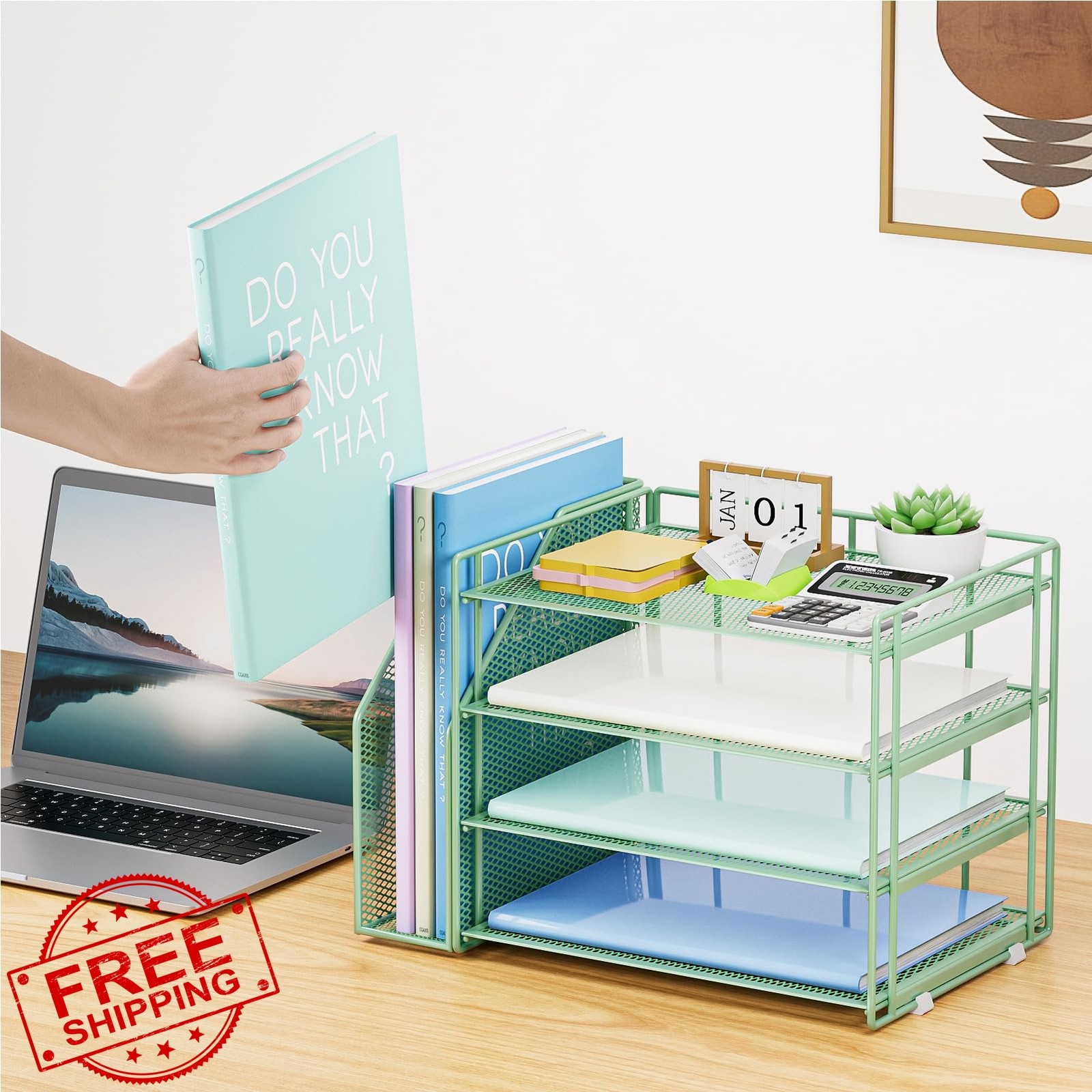 Marbrasse Green Desk Organizer
