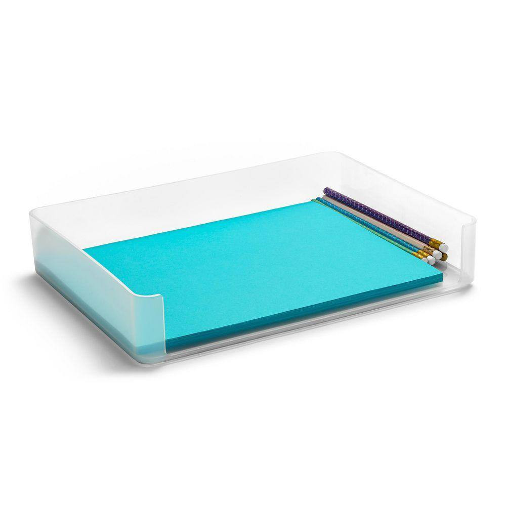 Paper Organizer, Clear 12.5 In. X 2.3 In. Plastic Desk Accessory, Stackable Lett