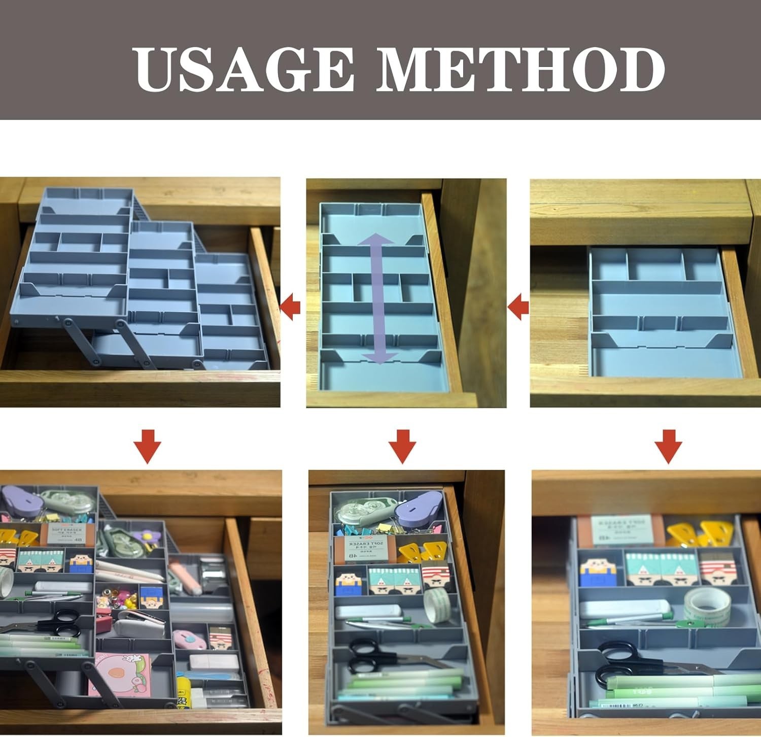 3 Tier Drawer Organizer, Expandable Junk Drawer Organizer, Smart Drawer Organ…