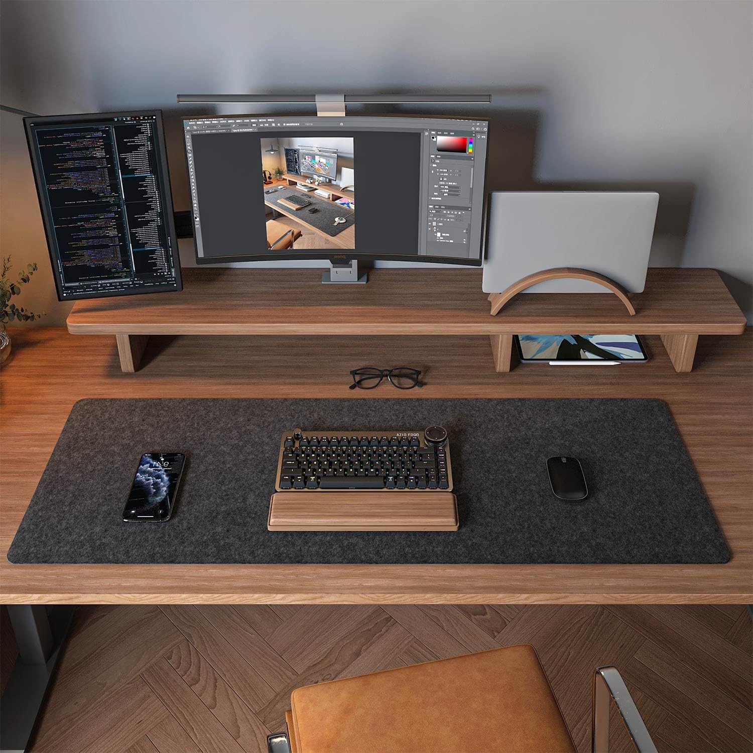 Felt Desk Mat | Computer for Desk(36x12Inches) | 36″ x 12″, Dark Gray