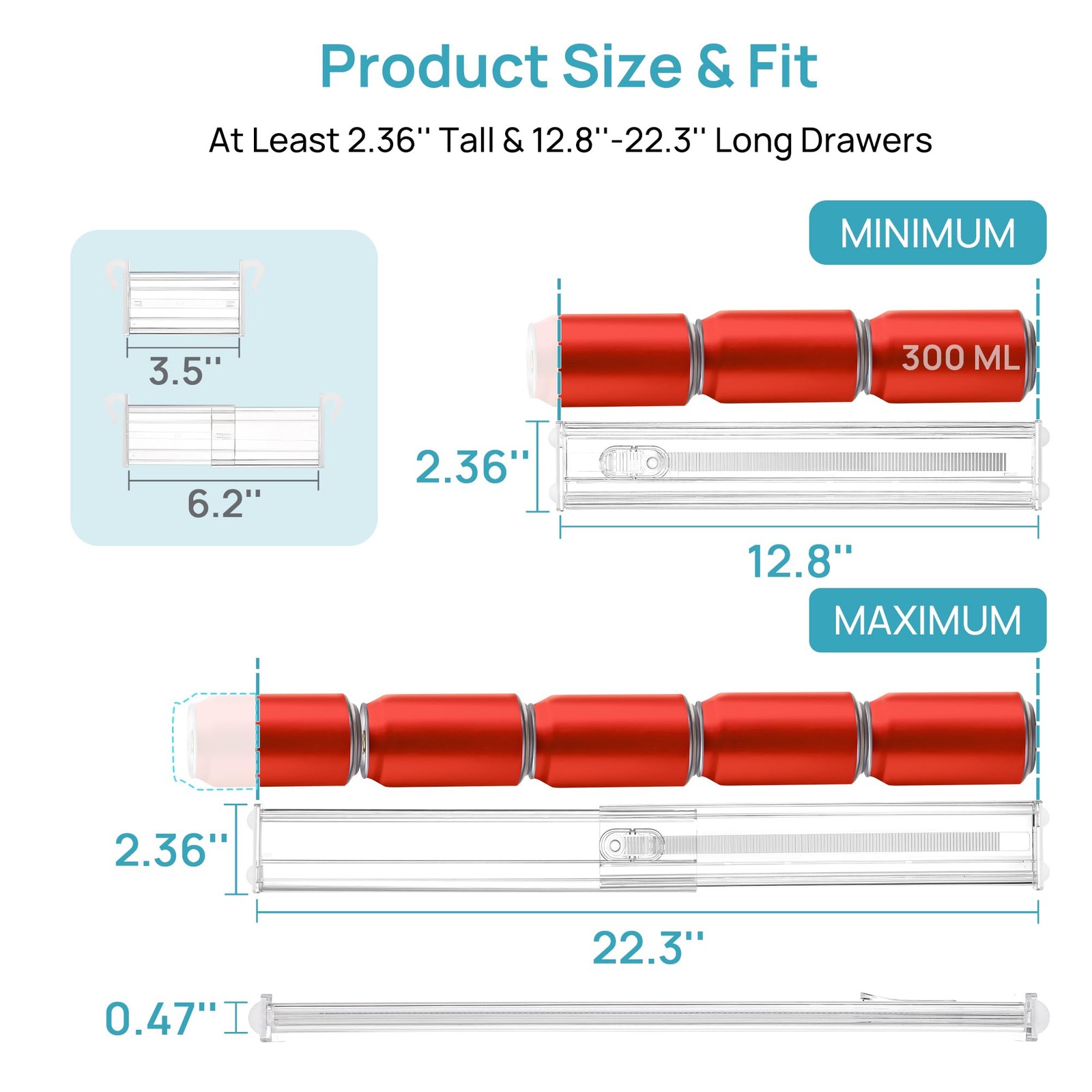 Vtopmart 2.36” Drawer Dividers with Short-2.36″ Inserts, Clear