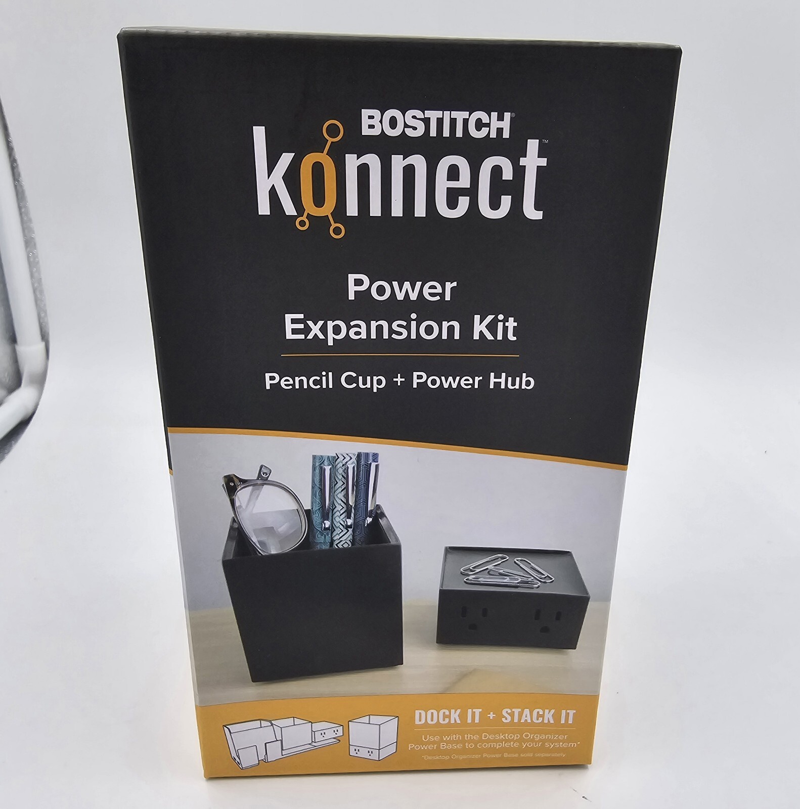 Bostitch Konnect Power Expansion Hub Desk Organizer, Pencil Cup – Black