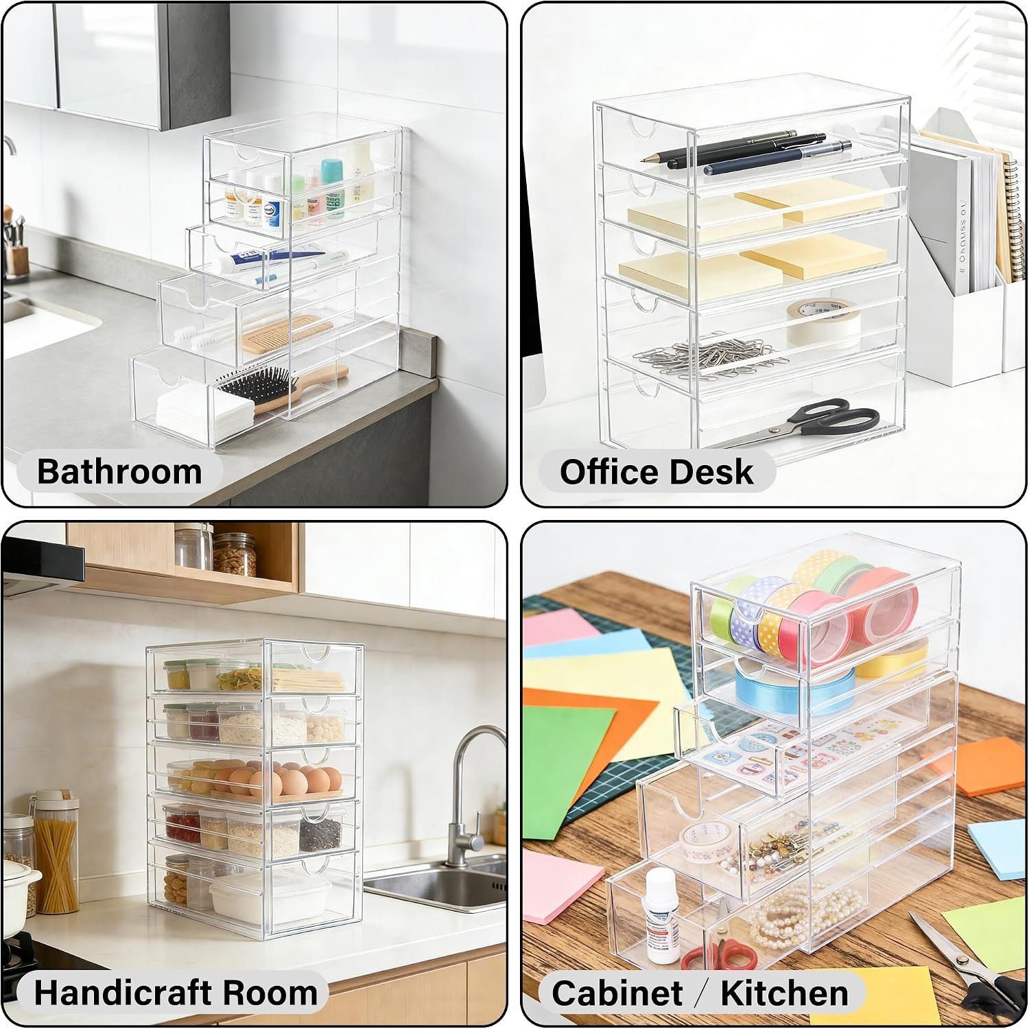Prsildan Hair Accessories Organizer Acrylic Drawer with 5 Small Drawers | Clear,