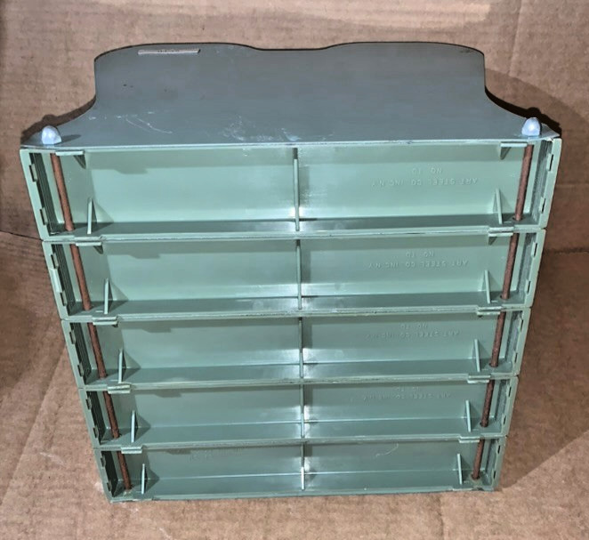 Vertical Heavy Duty Metal Grey 5 Slot Desk File Tray | Art Steel Co. NY, Vintage