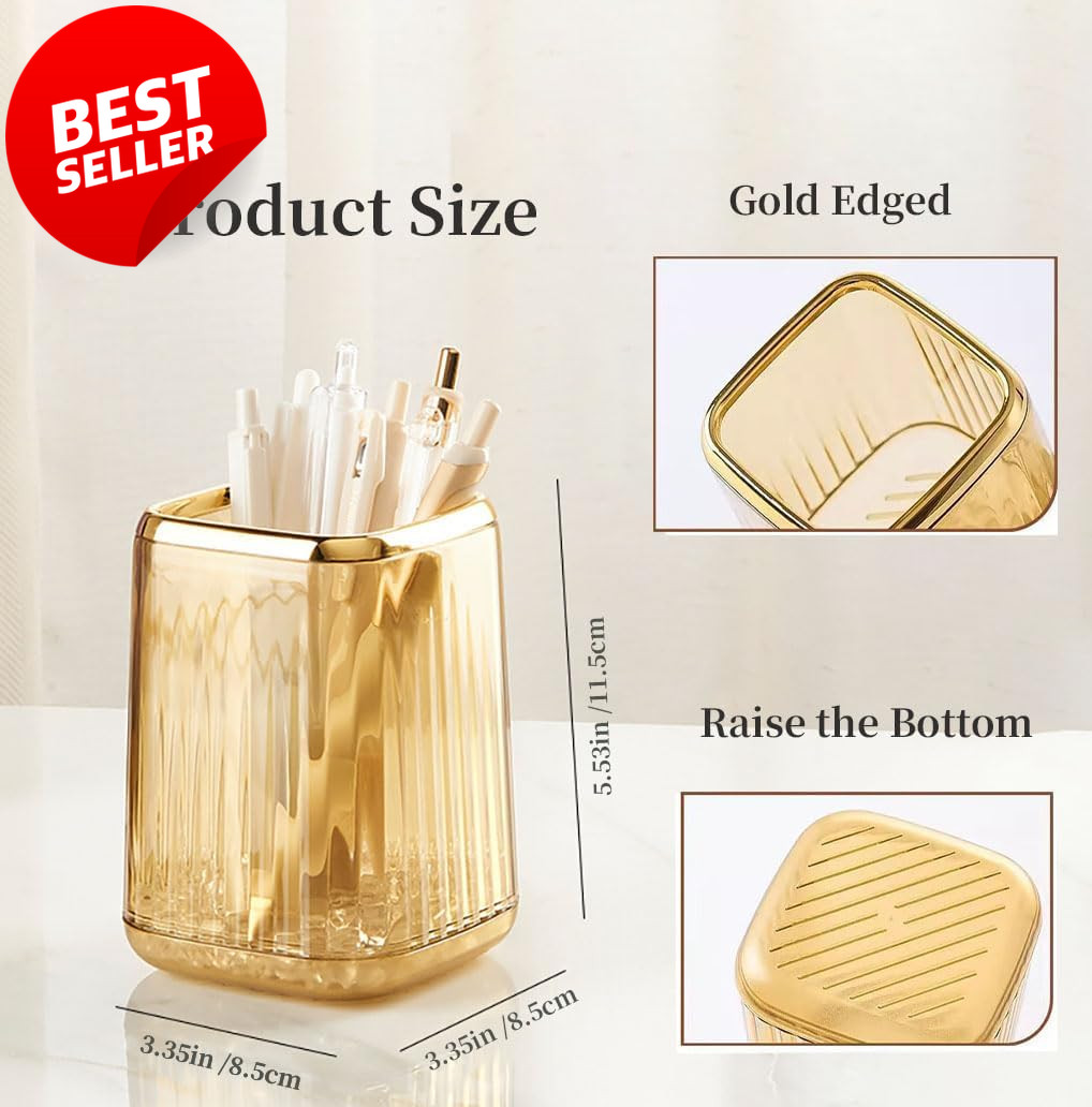 Acrylic Pen Holder Clear Green Striped Cup for Desk Brushes Vanity Bathroom – US