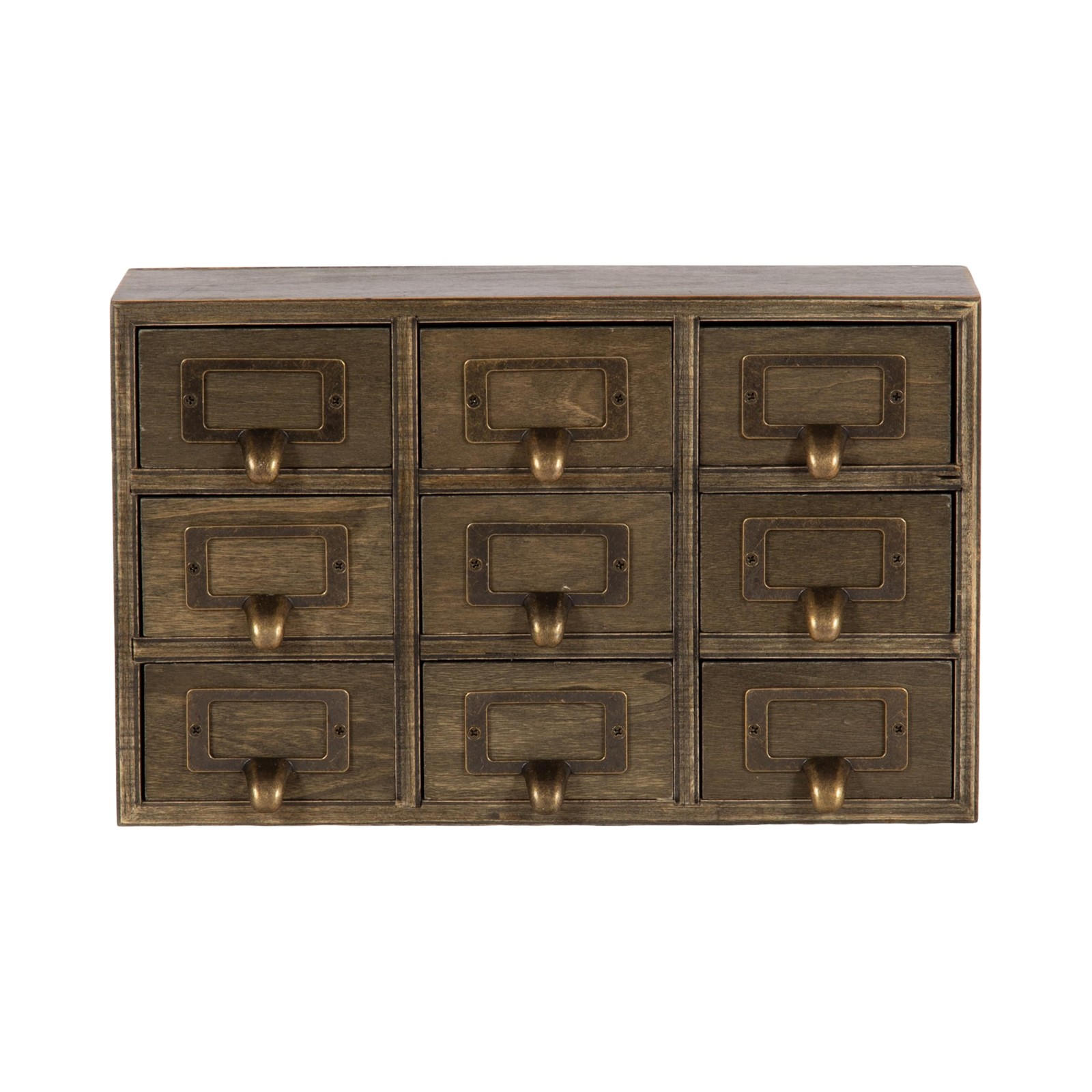 Apothecary Wood Desk Drawer Set, 9 Drawers, Rustic Brown