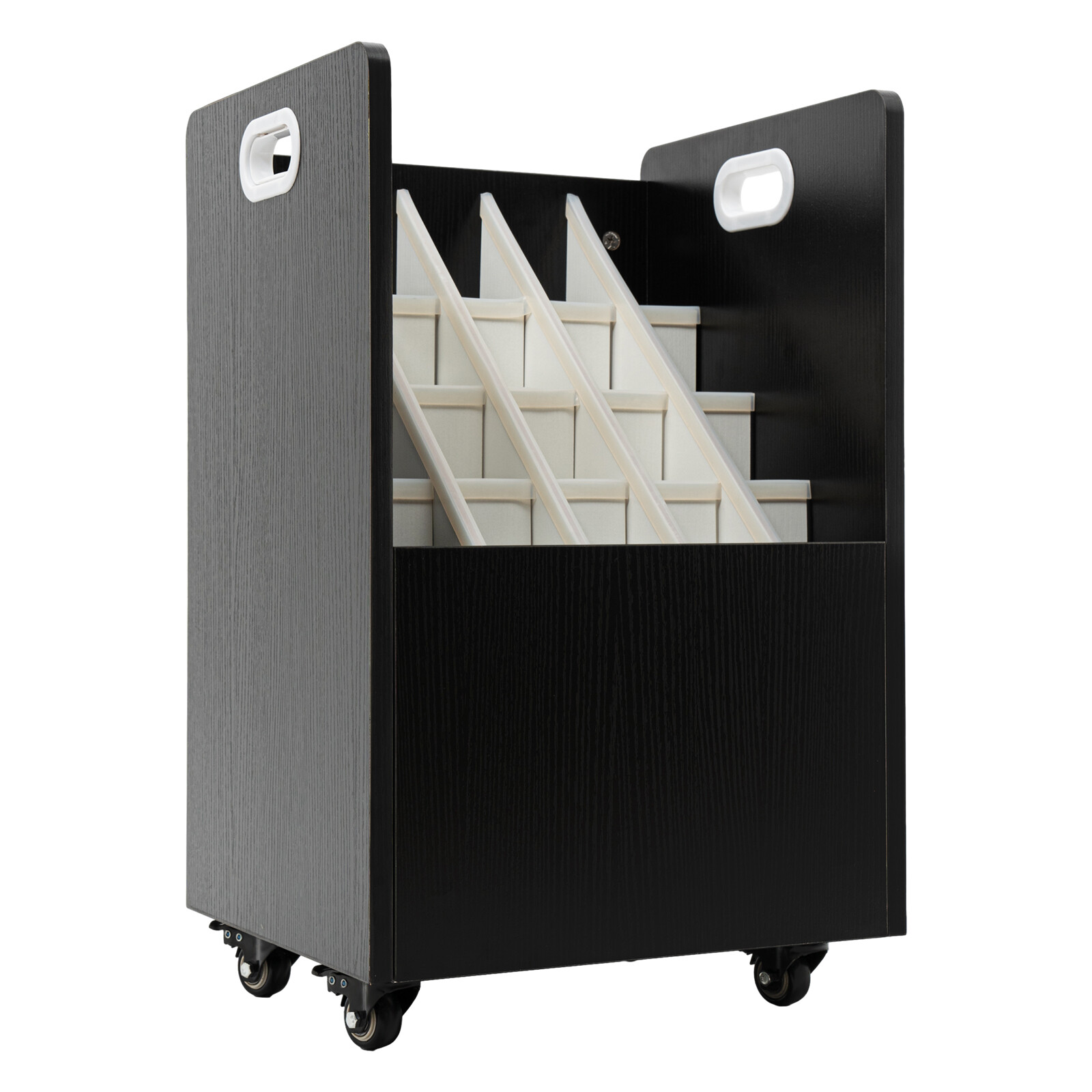 Mobile Roll File Organizer Cart, 20-Slot File Holder w/ Wheels, Compartment Cart