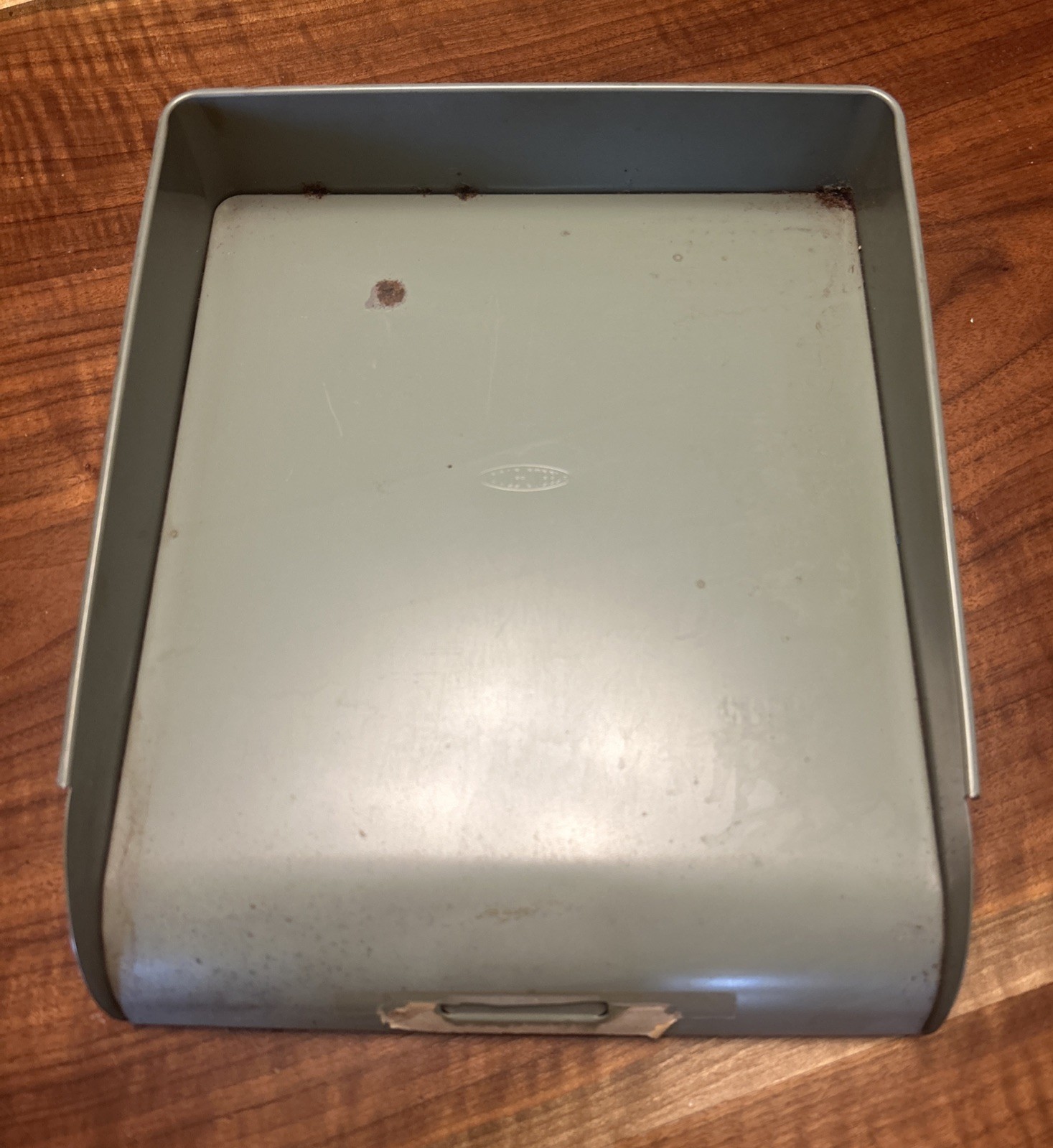 VINTAGE DESK TRAY ORGANIZER HEAVY STEEL Cole-Steel Dull Green