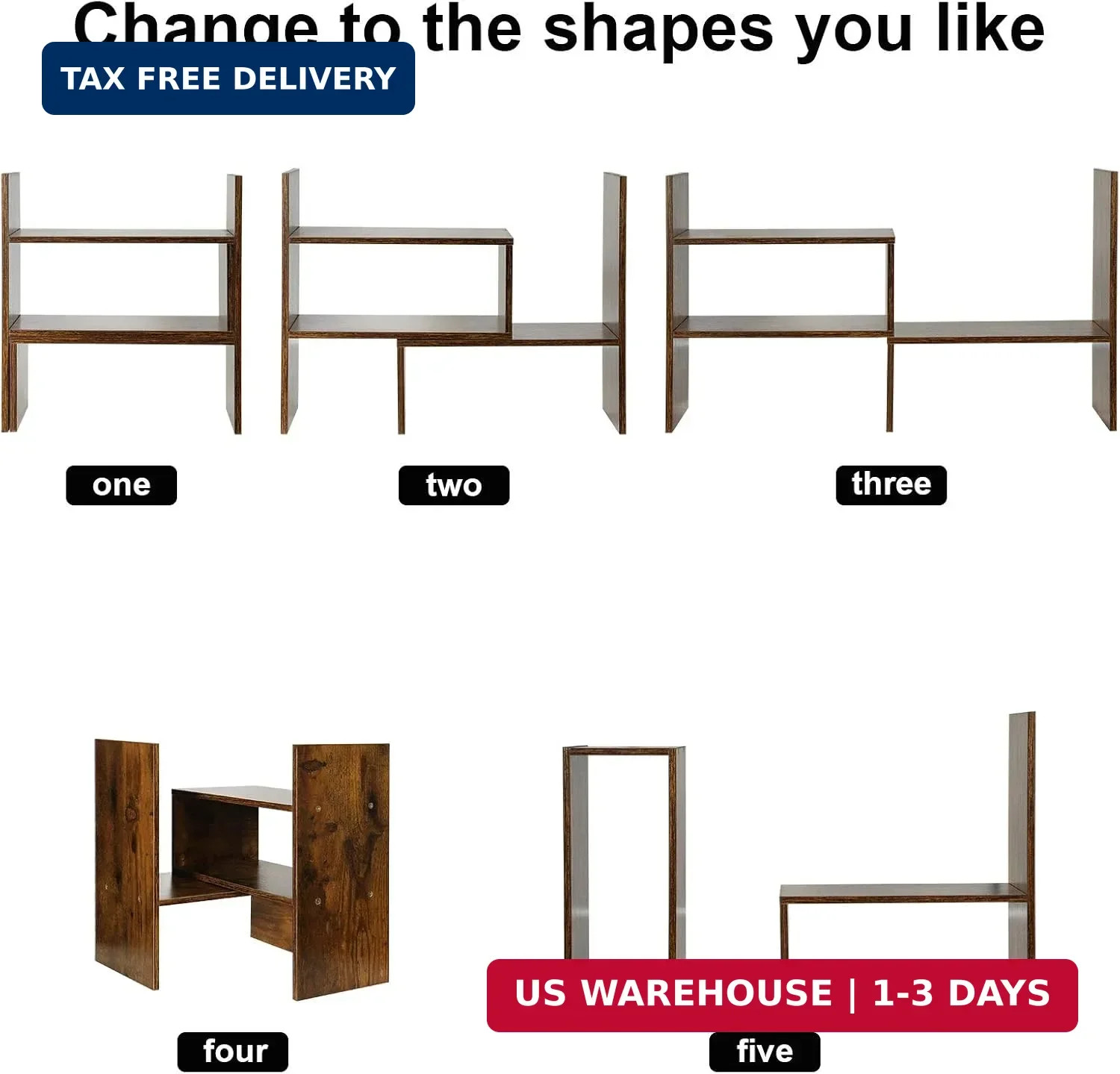 Sorfity Expandable Wood Desktop Bookshelf Desktop Organizer Office Storage Rack