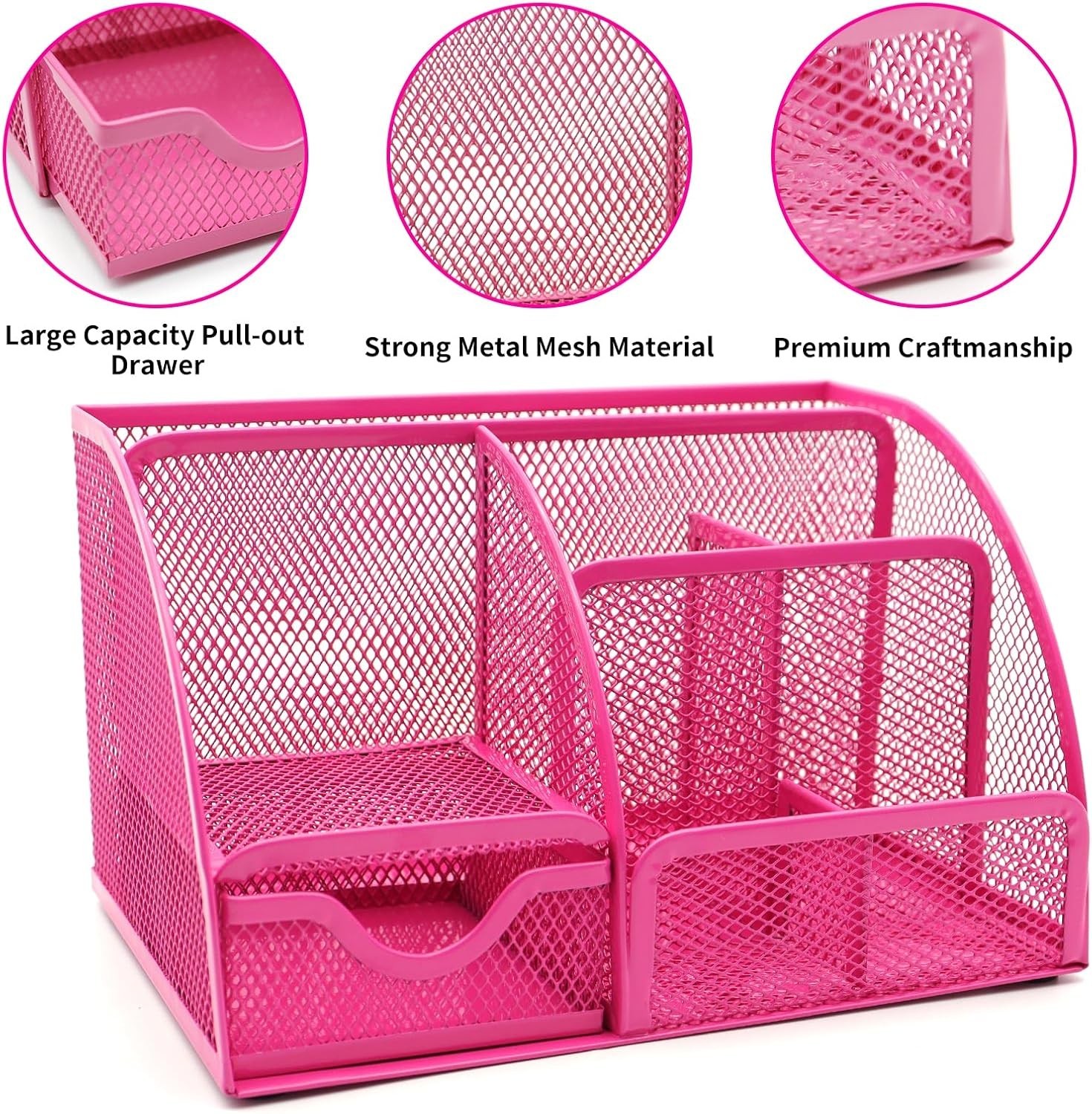 12 in 1 Hot Pink Desk Organizers and Accessories Set, Gifts for Coworkers Wom…