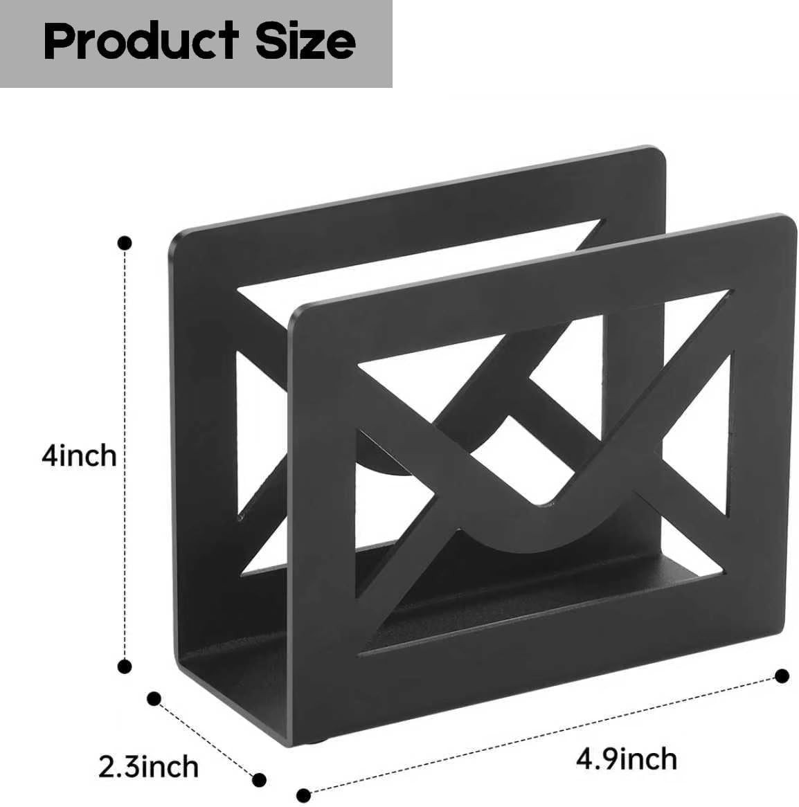 Desktop Metal Mail Holder Modern Black Letter Organizer Desk Cutout Design
