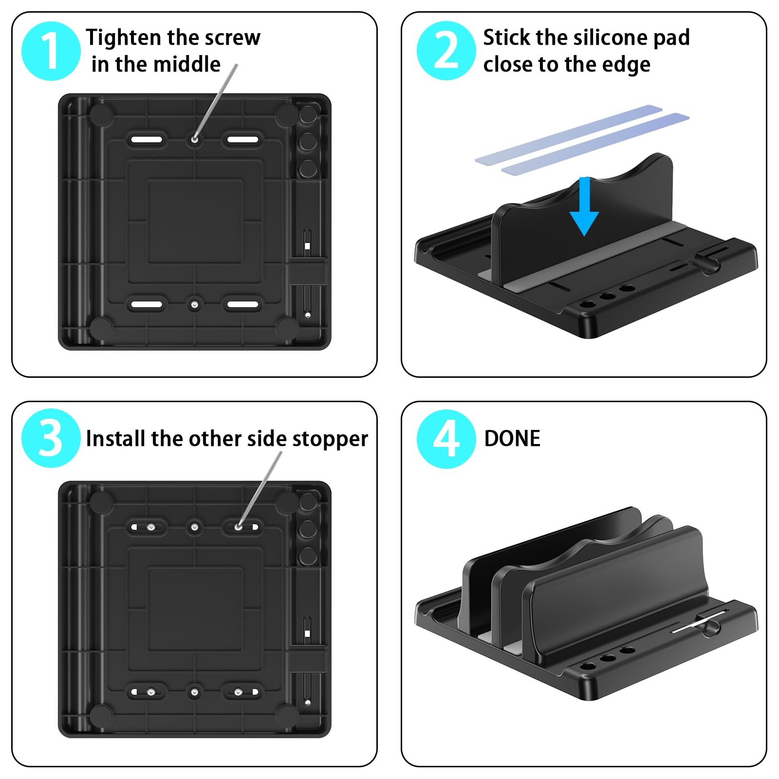 Ahonnpely Vertical Laptop Stand Holder – Adjustable ABS Plastic Black