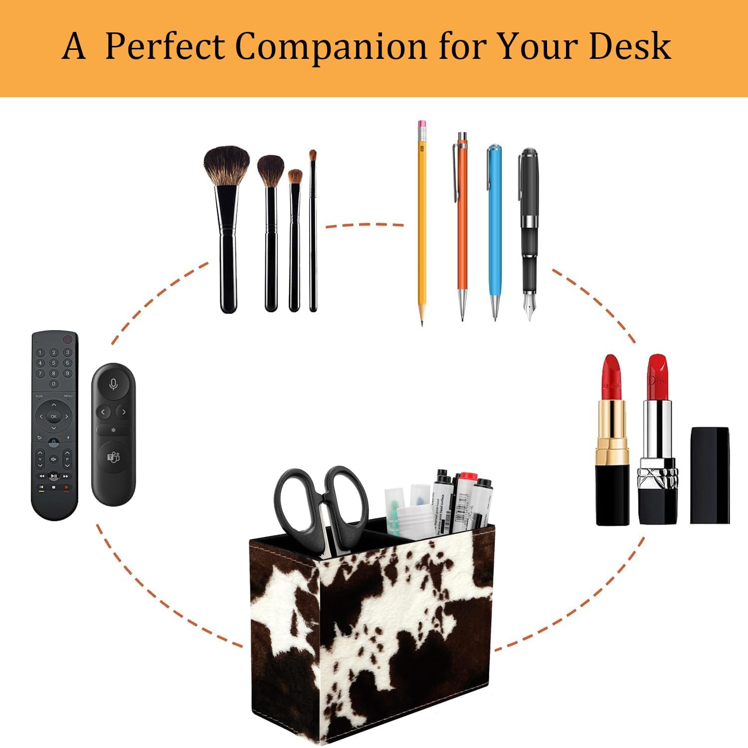 Pen Holder for Desk, PU Leather Multifunctional Desktop Storage and Anti-Slip…