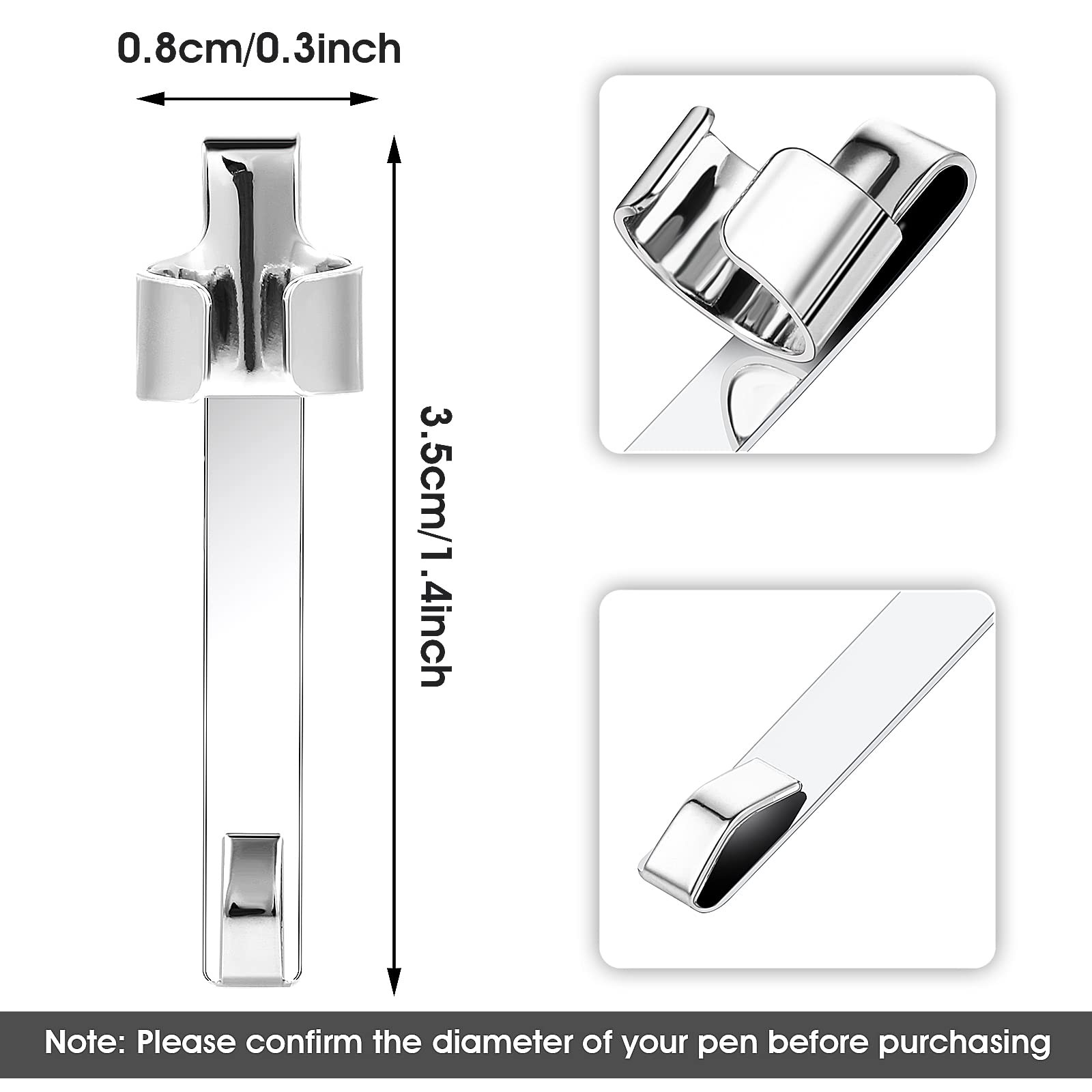 20 Pieces Metal Pen Clips Snap in Pencil Clips for Shirt Pocket, Portable Pen Ho
