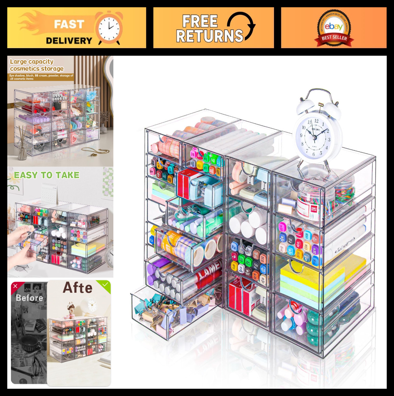 Acrylic Drawer Organizer – 20 Clear Drawers for Desk, Makeup, Office & Craft Sto