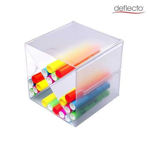 Deflecto Stackable Clear Cube Organizer Removable Cross Style 6 x 6 inches