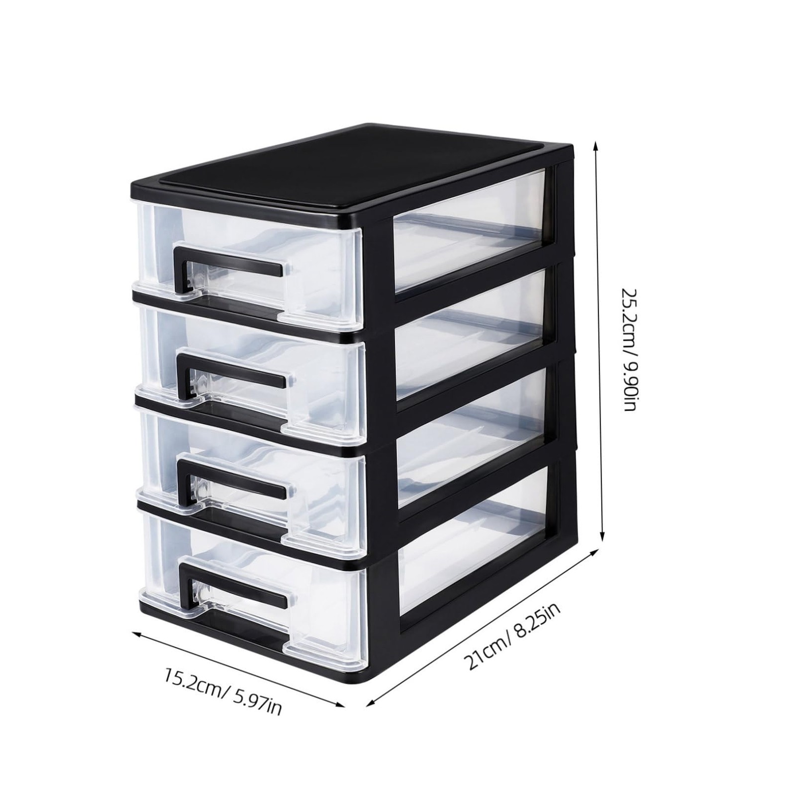 Plastic Drawers – 4 Layer Small Desktop Organizer 25.20X21.00X15.20CM, Black