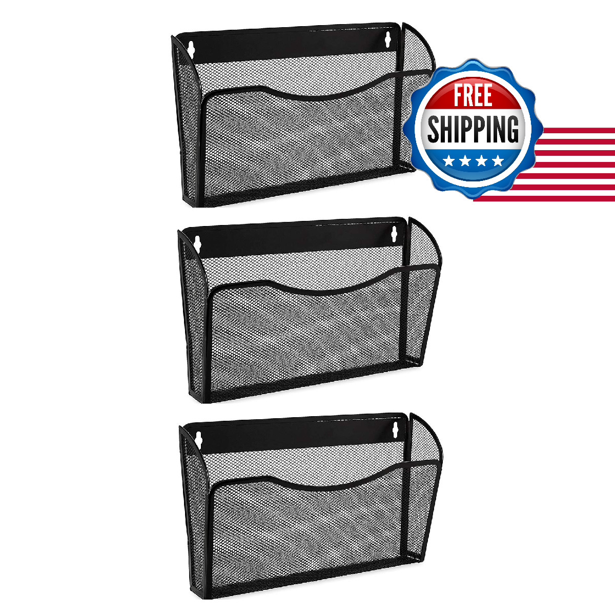 Easepres 3 Single Pocket Mesh Hanging File Organizer Vertical Wall Mounted