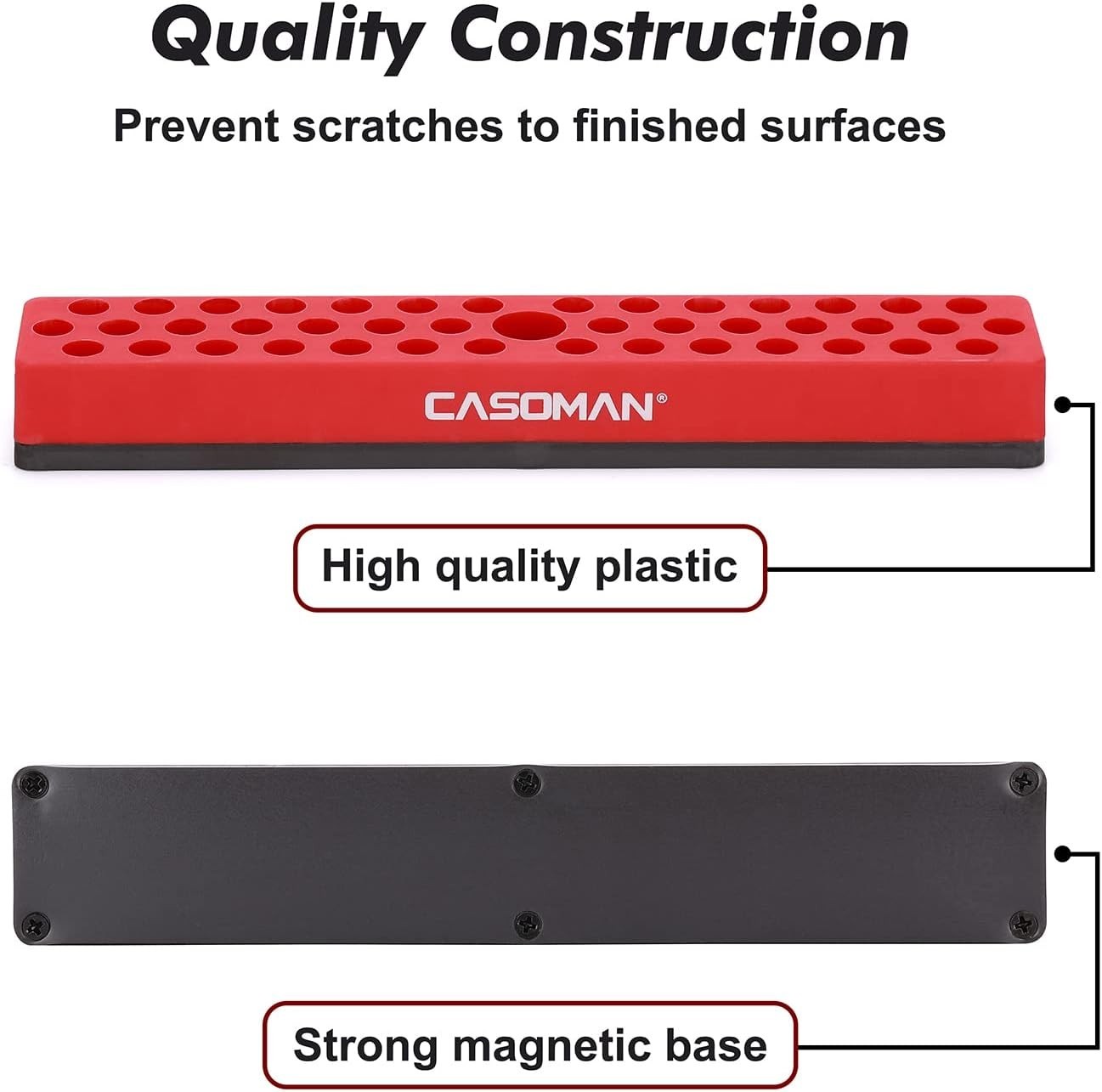 1/4″ Hex Bit Organizer with Magnetic Base – Red, 43 Hole Bit Organizer with S…