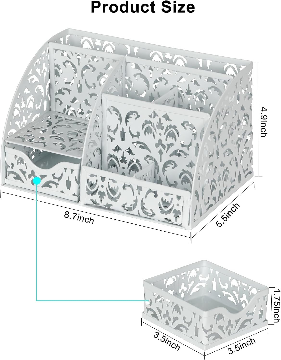 Versatile Desktop Organizer with Sliding Drawer & 6 Compartments for Elegance