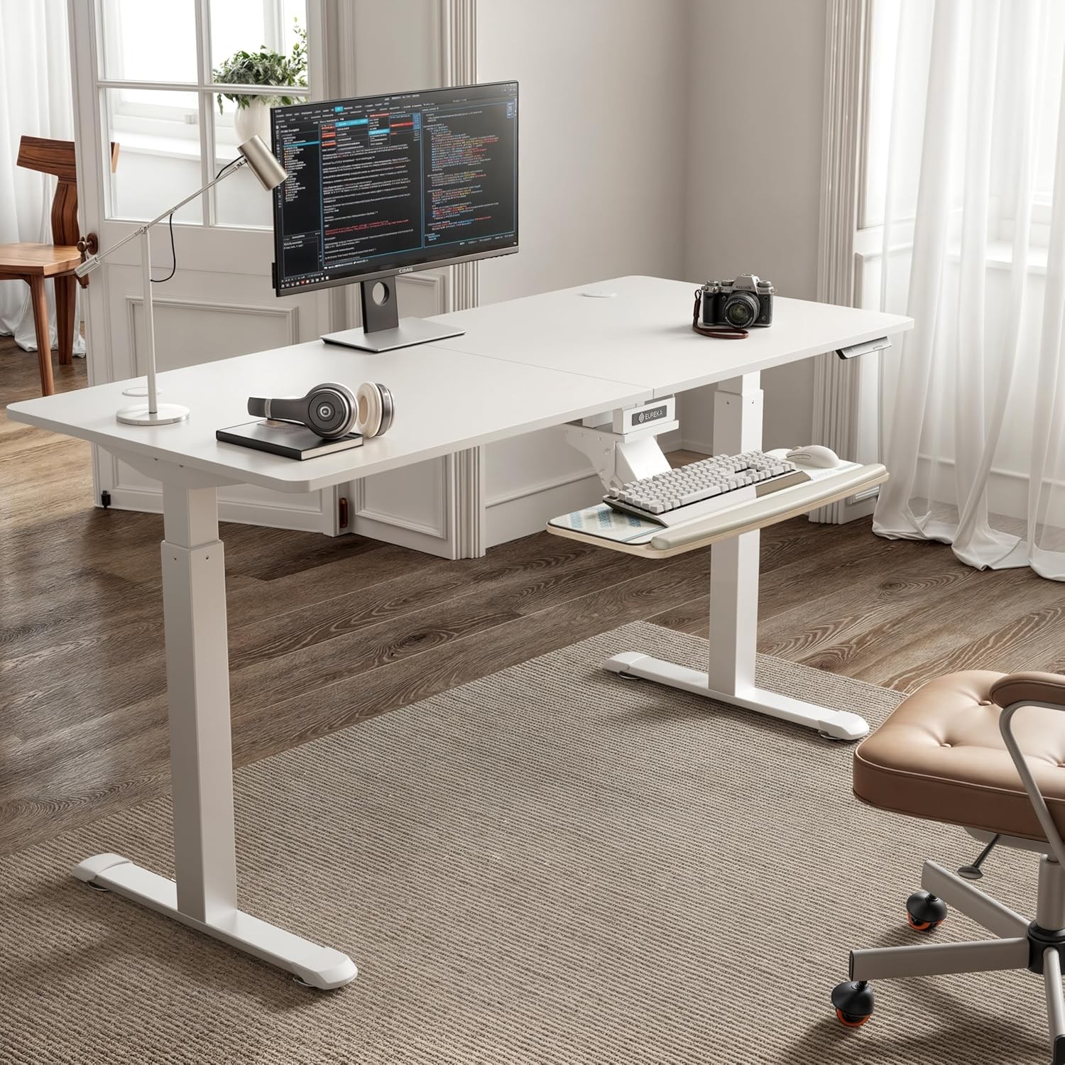 EUREKA ERGONOMIC Keyboard Tray Height Adjustable, Swivel 25 Inches, Maple