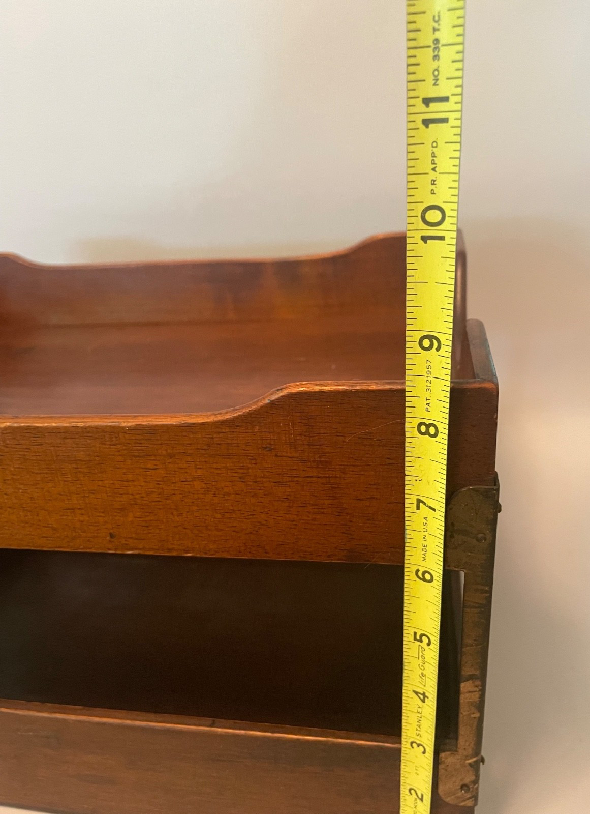 Vintage Wood Metal Letter Tray 2 Tier Desk Organizer Stacking File Damaged