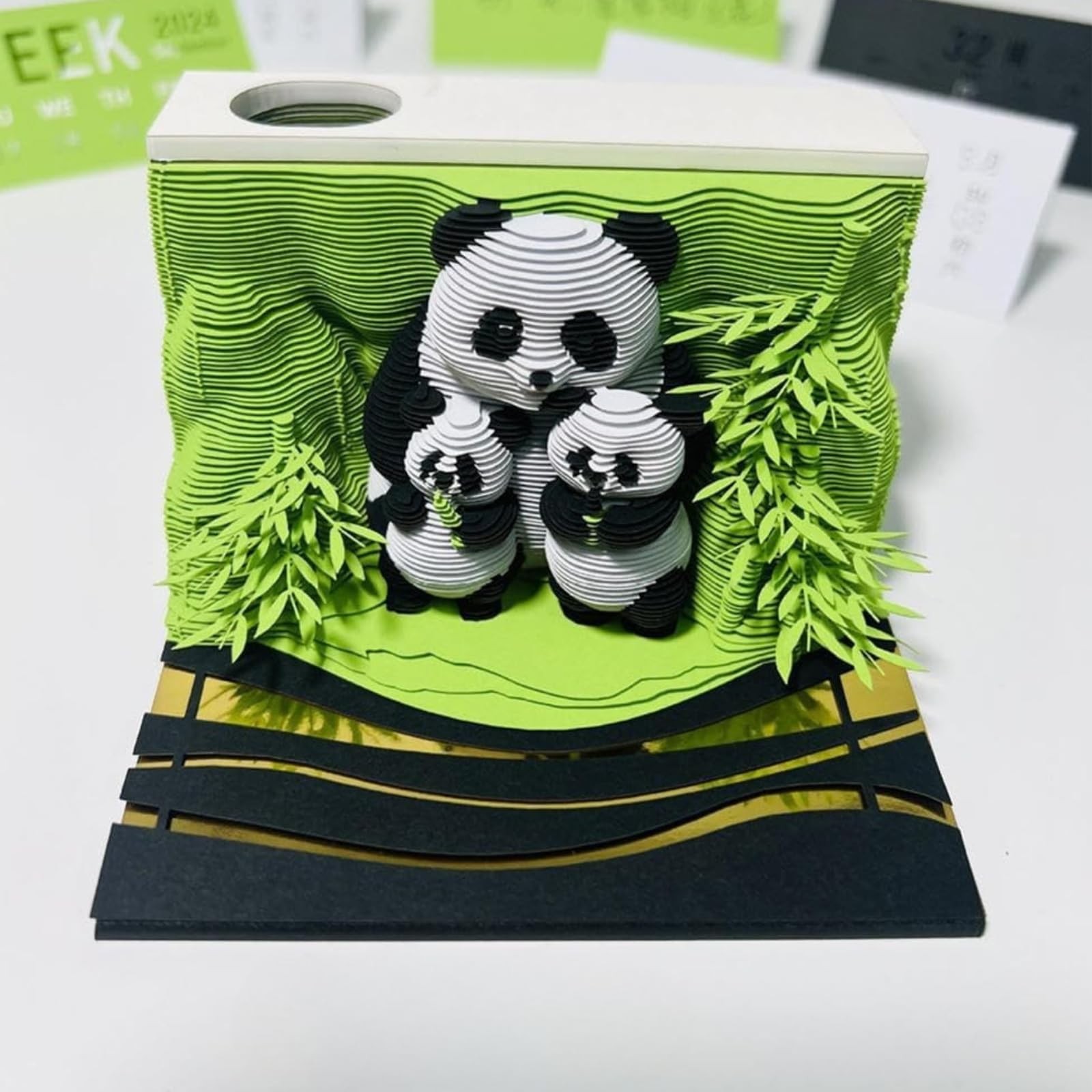 3D Calendar 2026, Panda Family Time Piece Calendar 2026, Daily Tear-Off Memo Pad