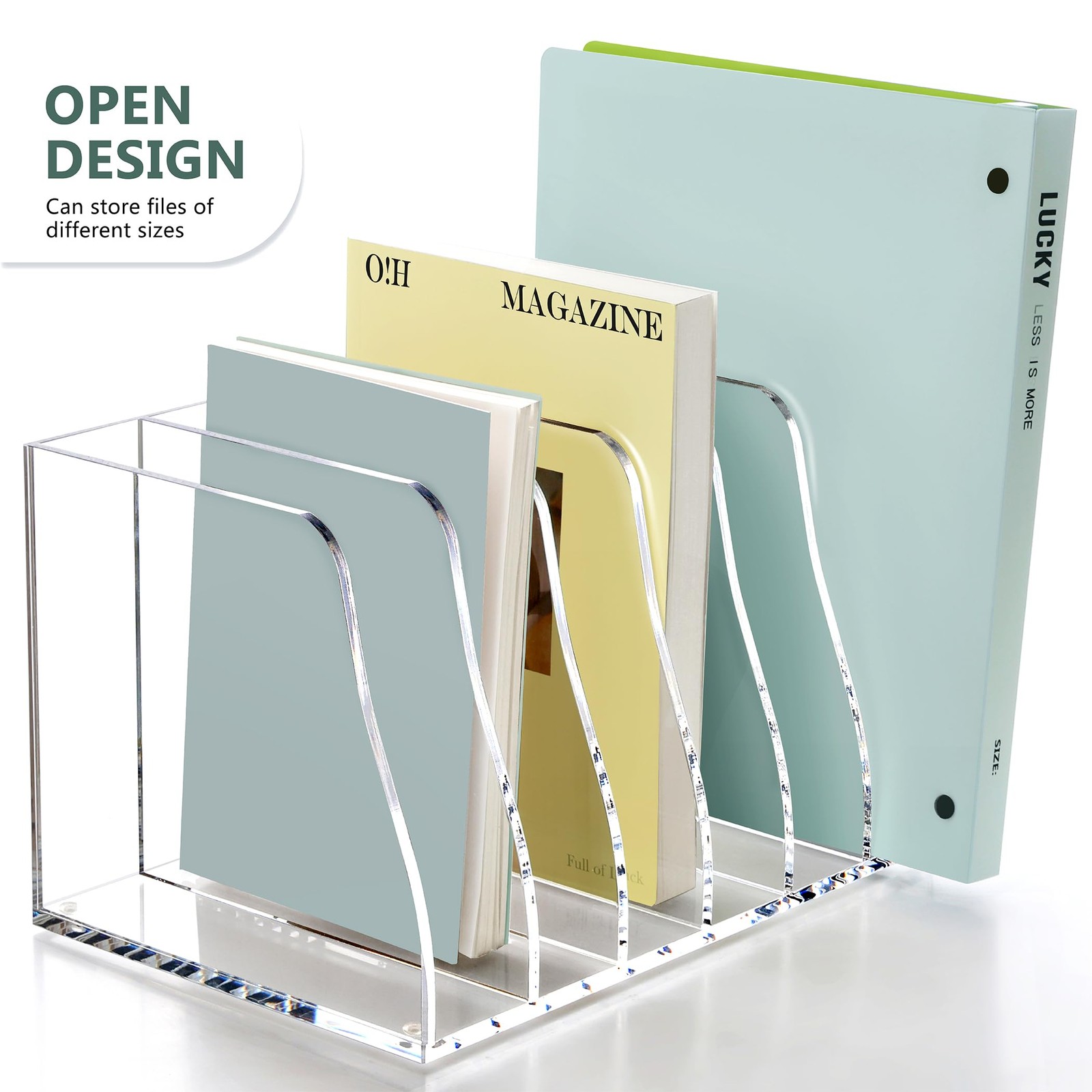 SANRUI Acrylic Magazine File Holder, 6 10.43 x 6.89 x 6.29 inches, Clear