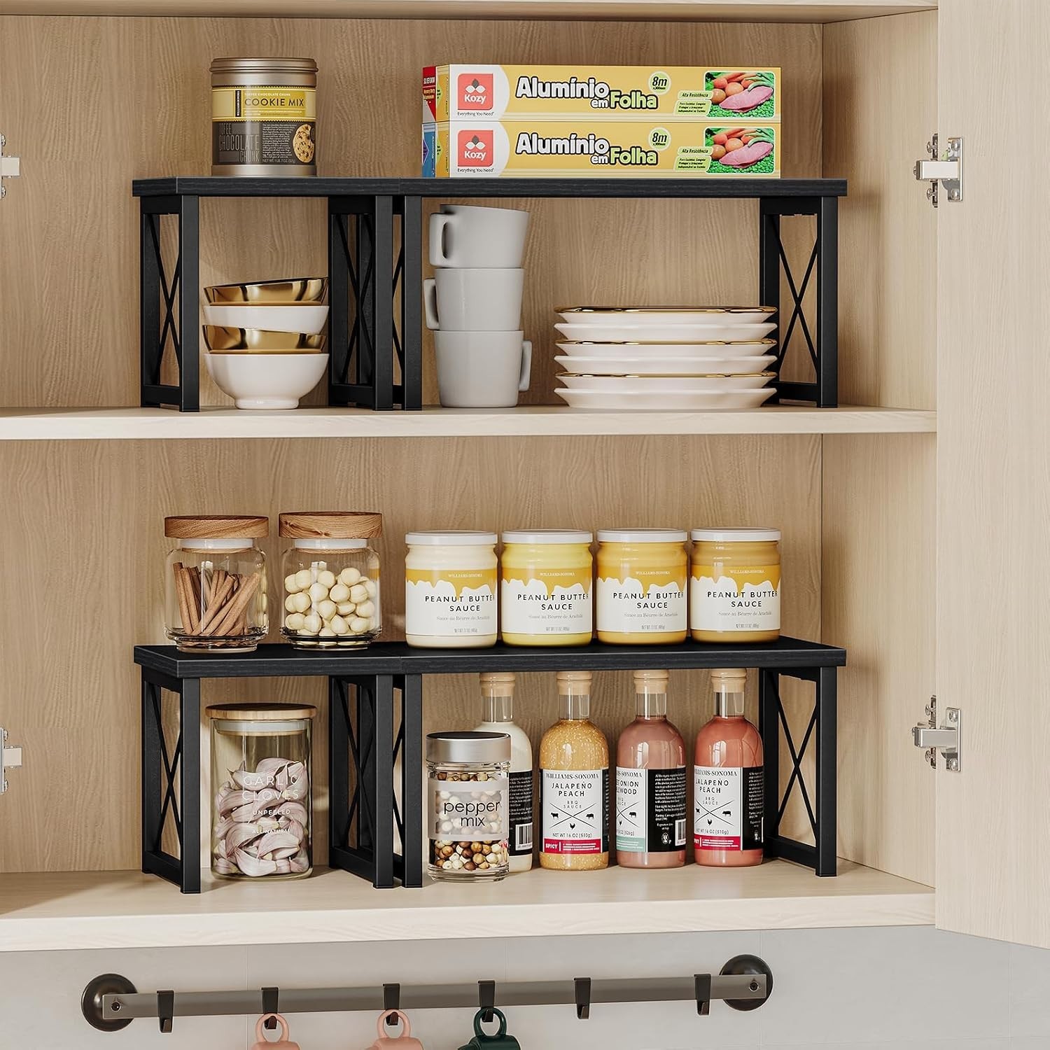 Versatile 2 Tier Desk Organizer, Freestanding Shelf – Black
