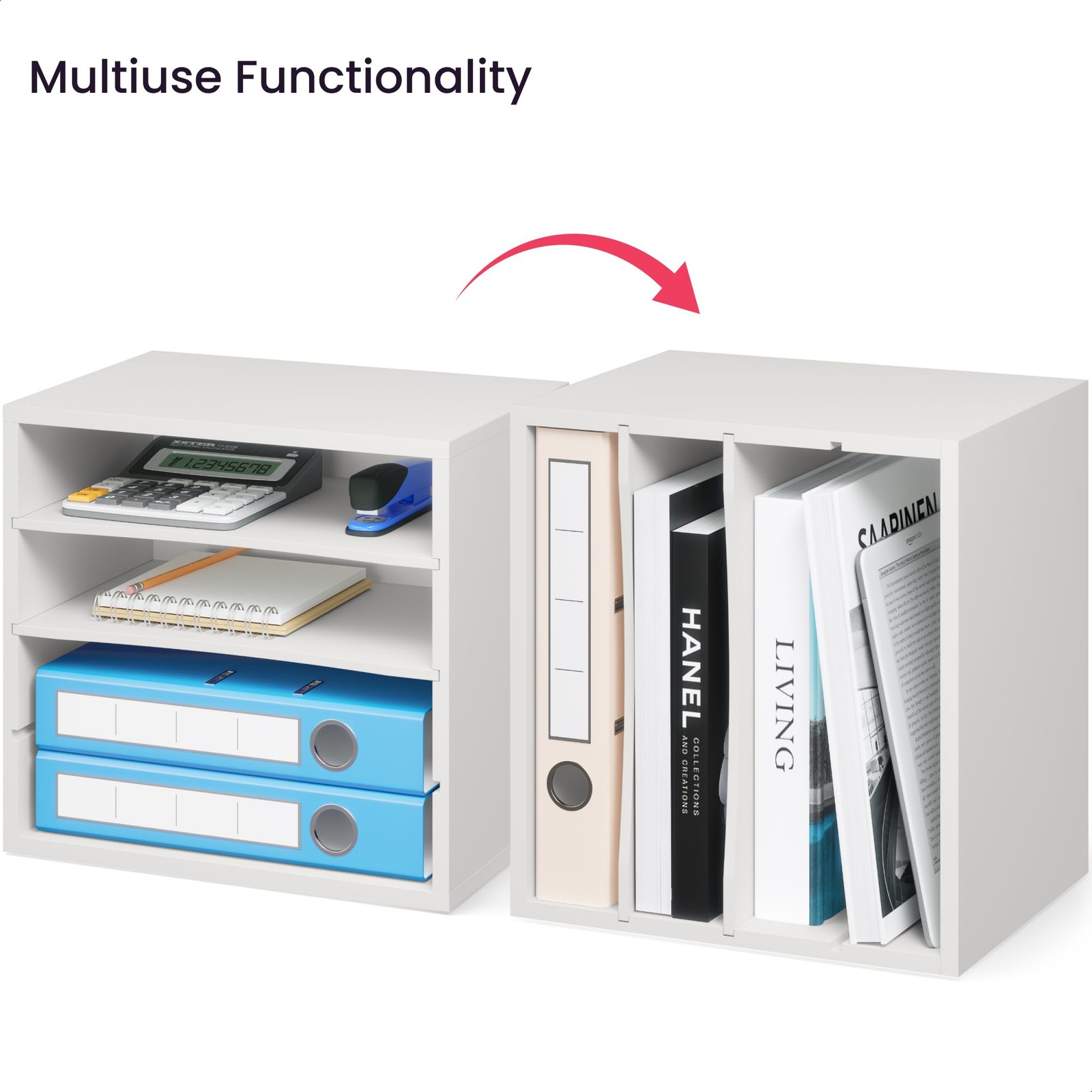 4-Tier Paper Organizer for Desk White Stackable Letter Paper Tray Sorter