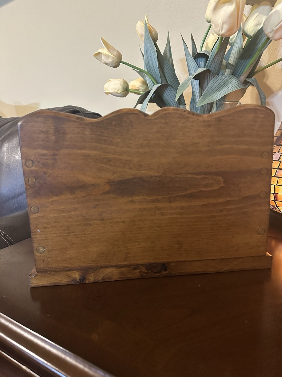 Vintage Handmade Oak Stationery/Mail Organizer 12” Wide X 9” Tall X 10” Deep