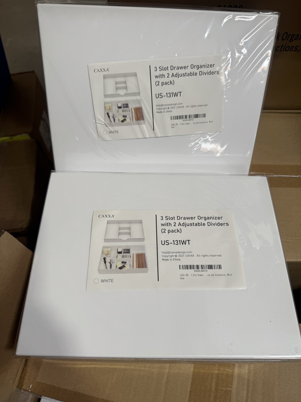 (Lot Of 2) 3 Slot Drawer Organizer Two Adjustable Dividers -2pcs Each(total 4)