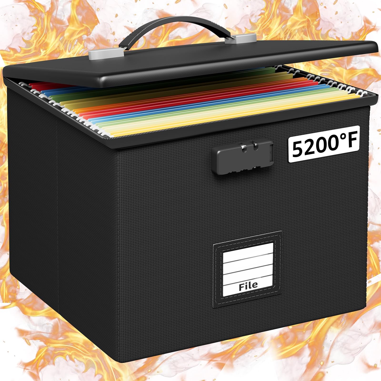 Fire Proof File Box for Documents – Portable Fireproof Document 1 PC, Black