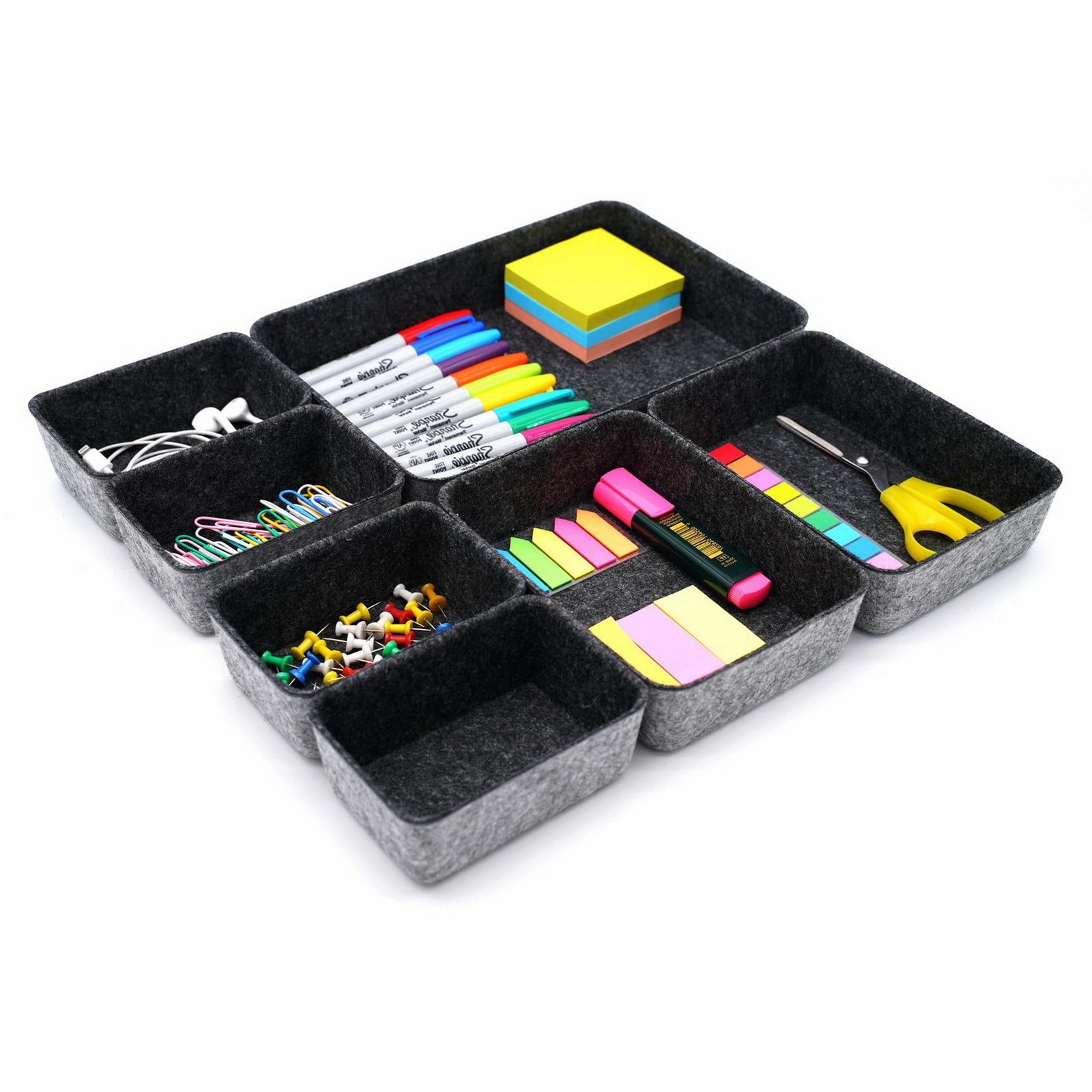 Drawer organizers tray felt storage bin office Shallow Small Desk Draw divide…