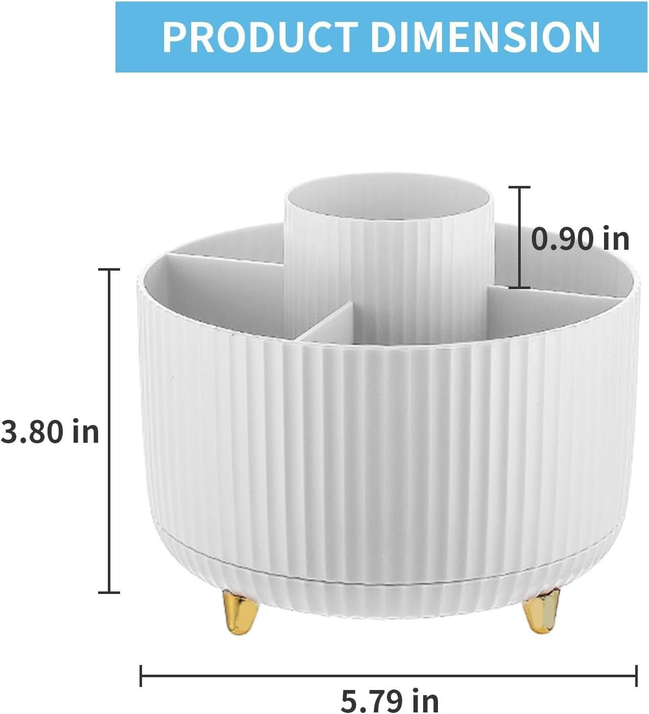 ABS Plastic Rotating Pen Holder – 5 Compartments for Office and Home