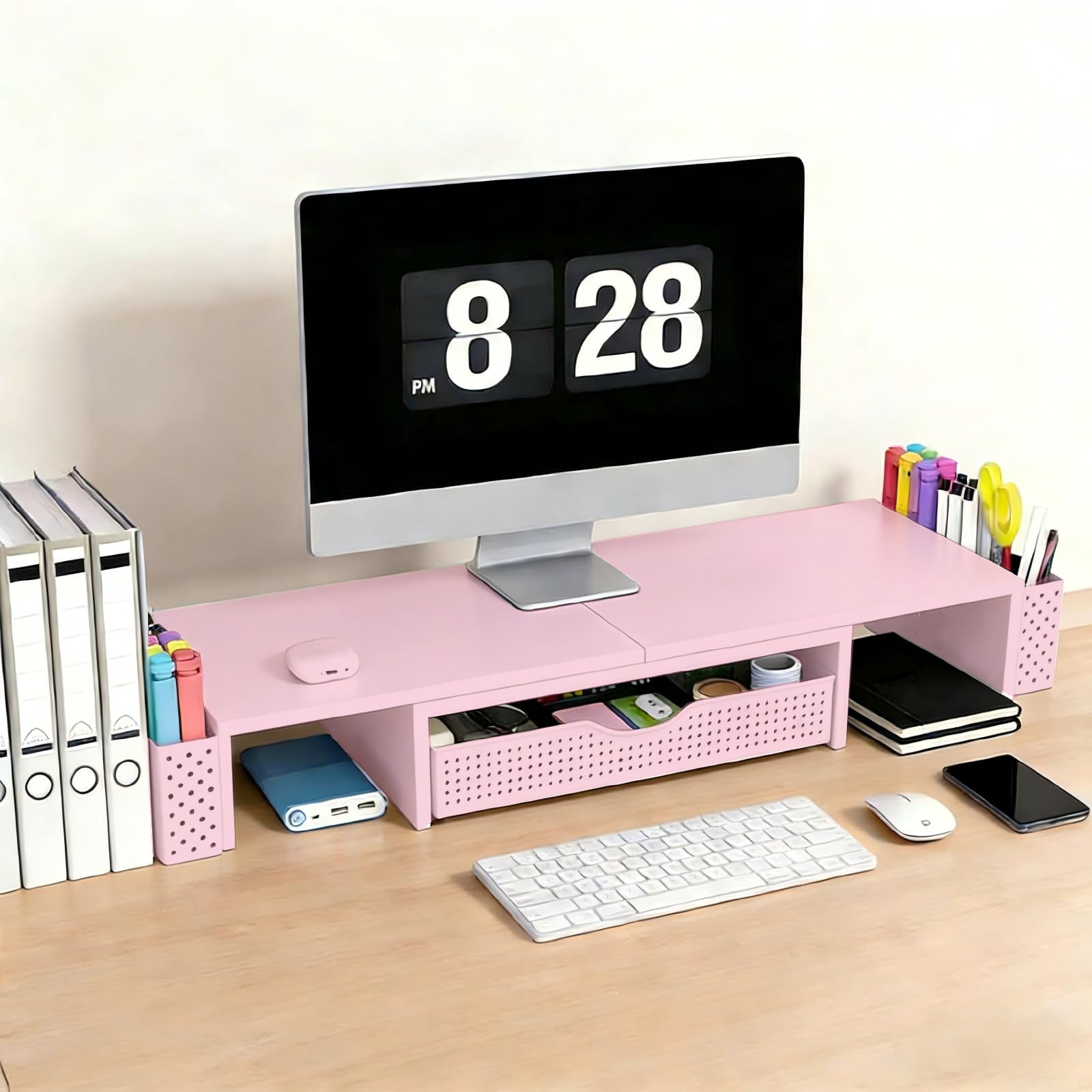 Spacrea Metal Desk 40 inches (W) x 9.3 (L) x 4.3 (H), Pink