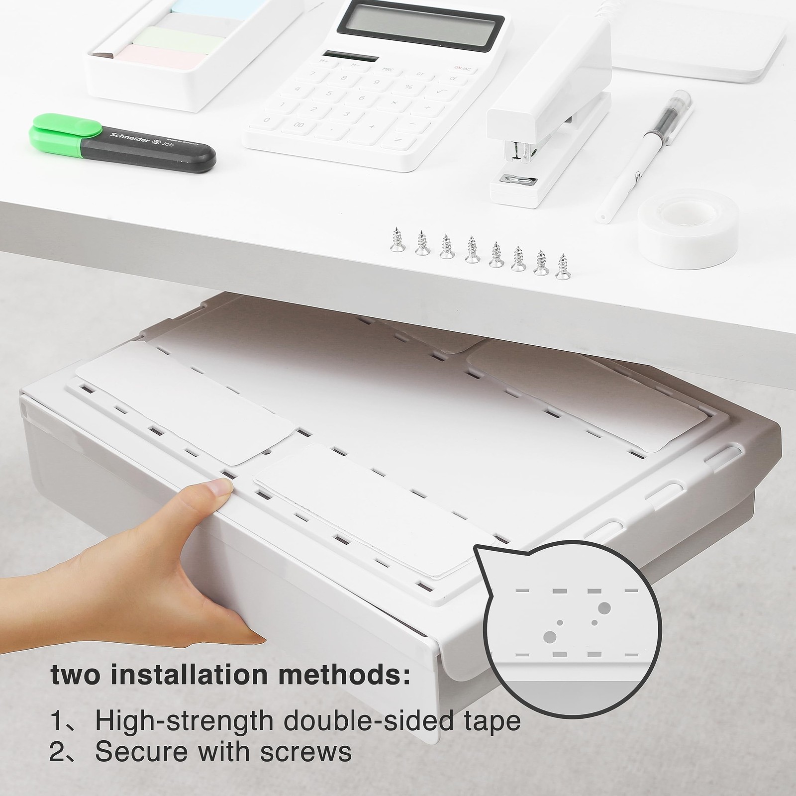 Super Large Under Desk Drawer Hidden Table Storage Pencil Slide Out Organizer