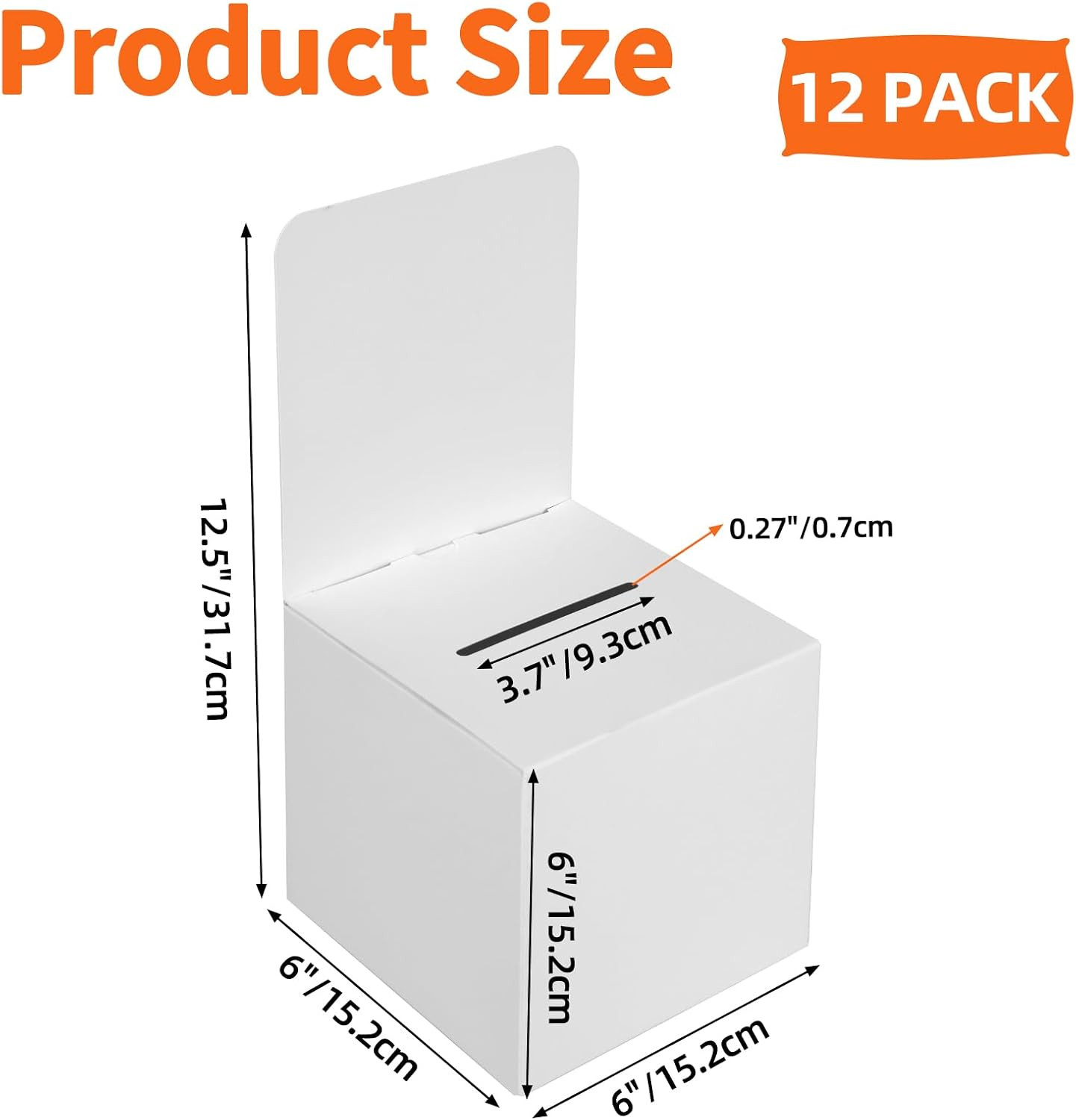 12 Pack 6X6X6 in Suggestion Boxes for Raffle Ticket, Voting Ballot | Removable D