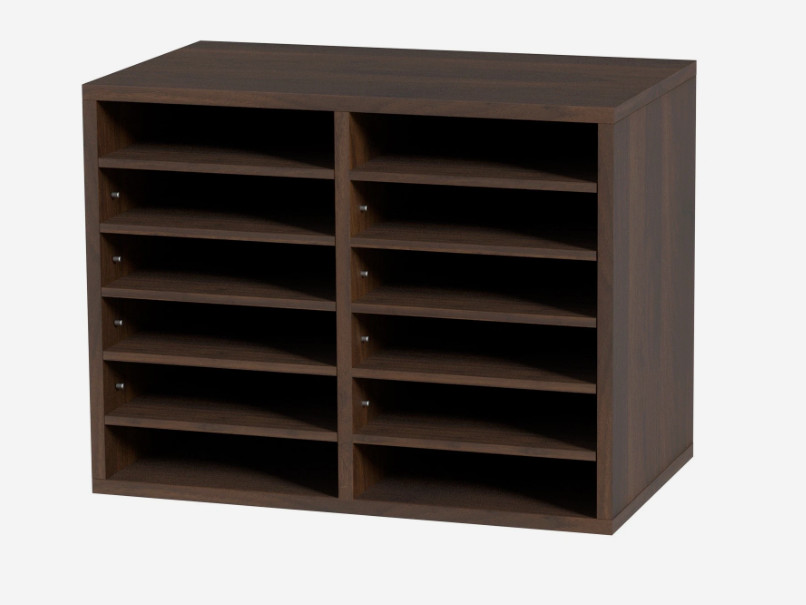 Uimoso Wood Literature Organizer Adjustable File Sorter 12 Compartments Brown