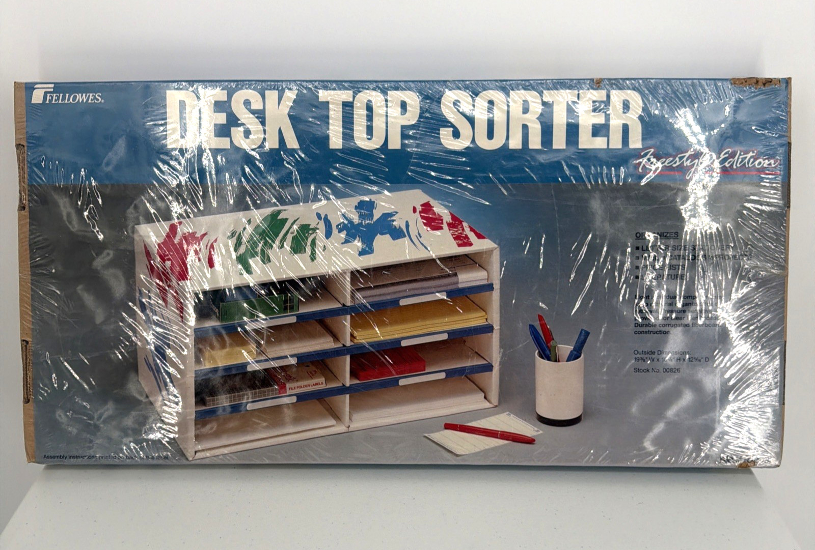 Vintage Fellowes 00826 Cardboard Desk Top Sorter Sorter 8 Compartment Retro 80s